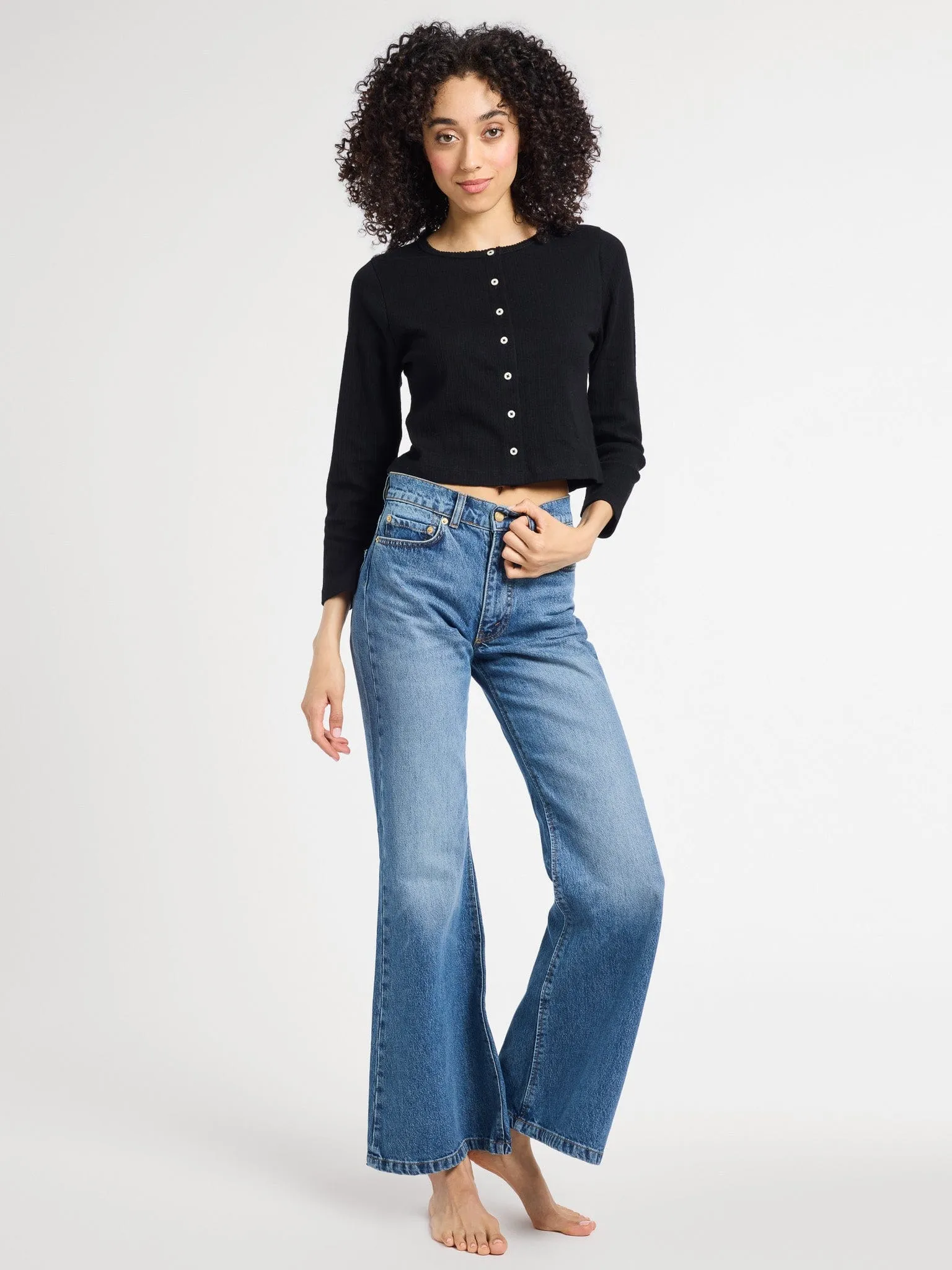 Bibi Pointelle Cardigan in Black sold by MILLE product image thumbnail 2