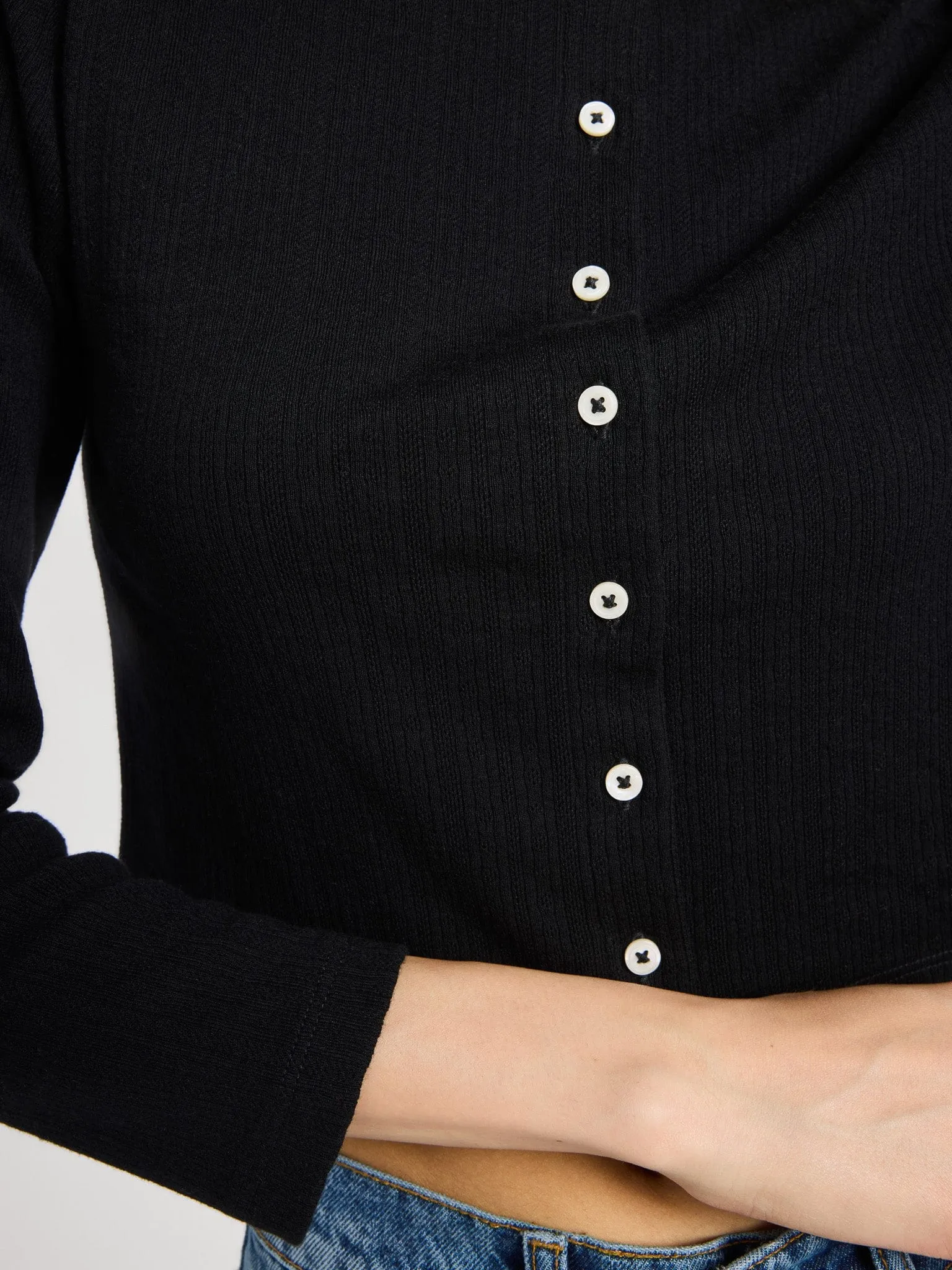 Bibi Pointelle Cardigan in Black sold by MILLE product image thumbnail 5