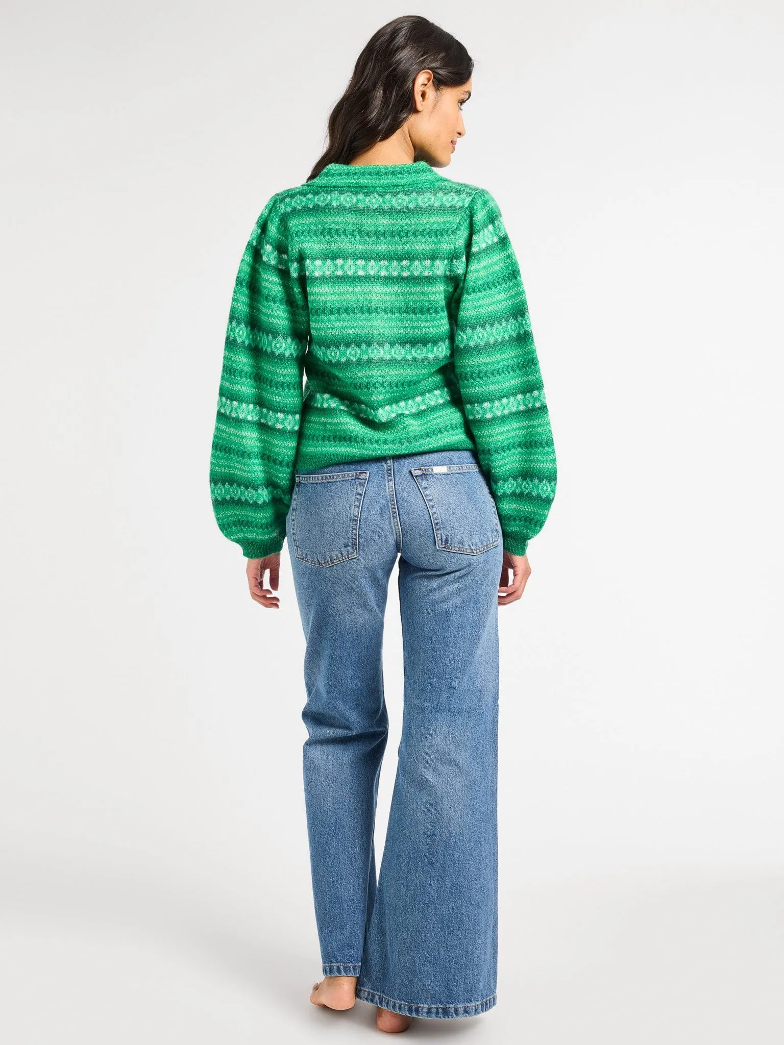 Irene Cardigan in Kelly Fairisle sold by MILLE product image thumbnail 4