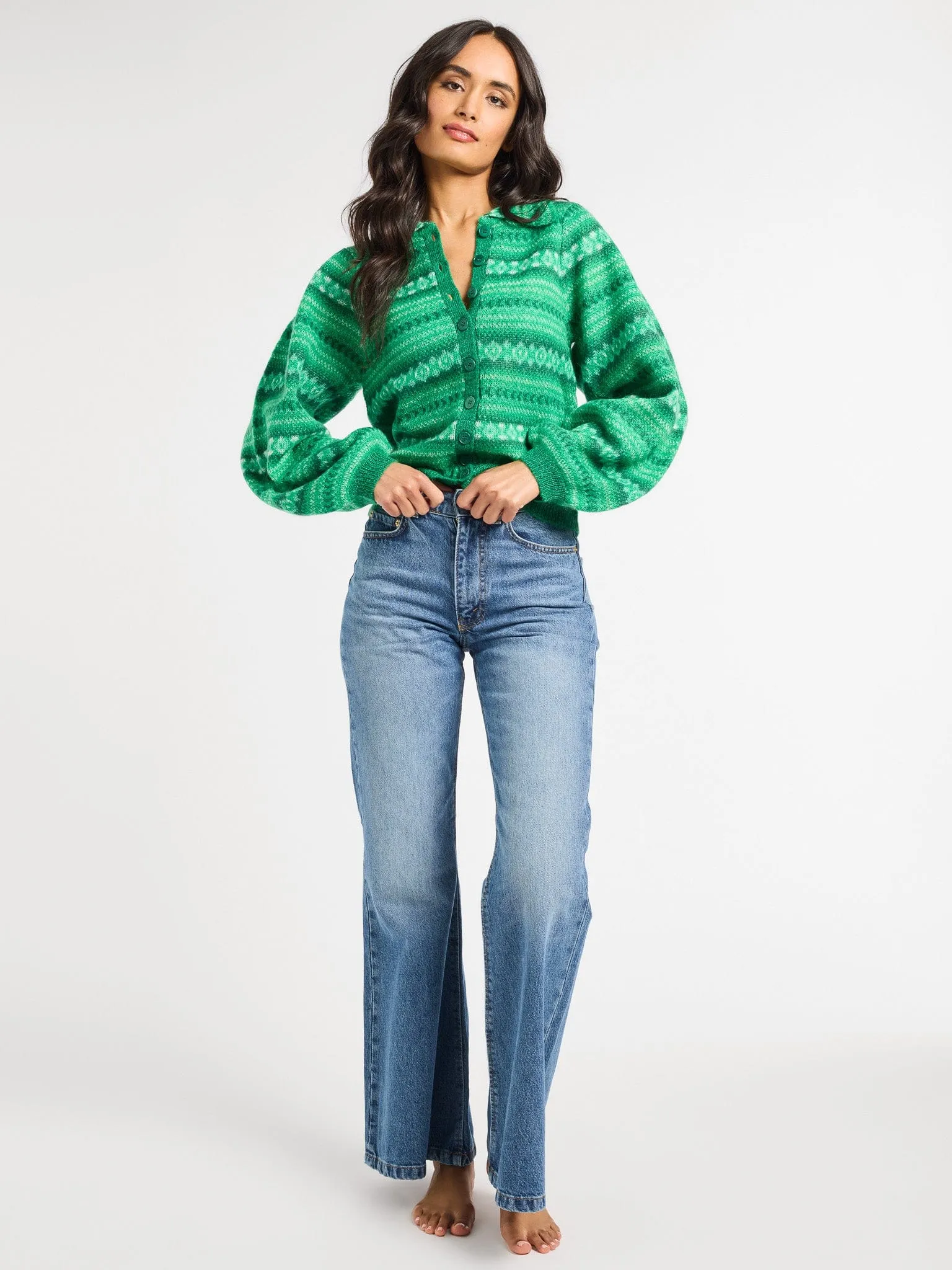 Irene Cardigan in Kelly Fairisle sold by MILLE product image thumbnail 2