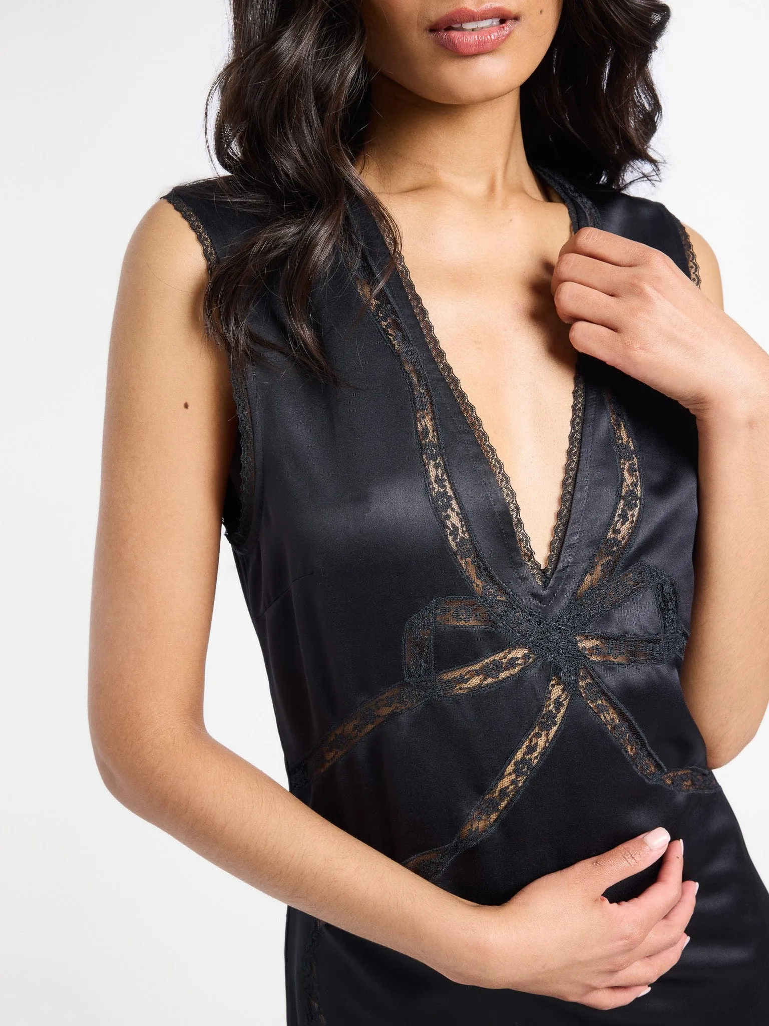 Devon Dress in Black Satin sold by MILLE product image thumbnail 5