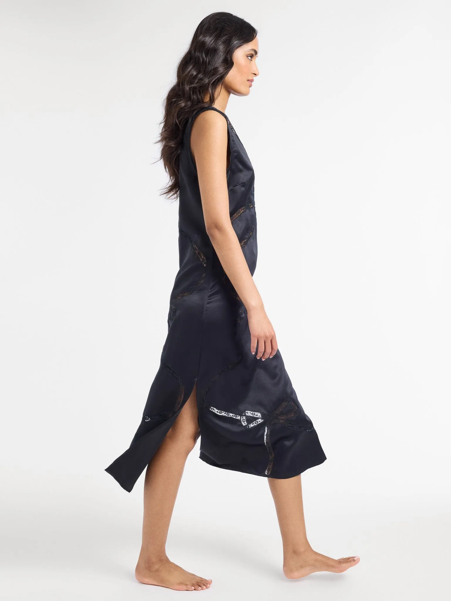 Devon Dress in Black Satin sold by MILLE product image thumbnail 3
