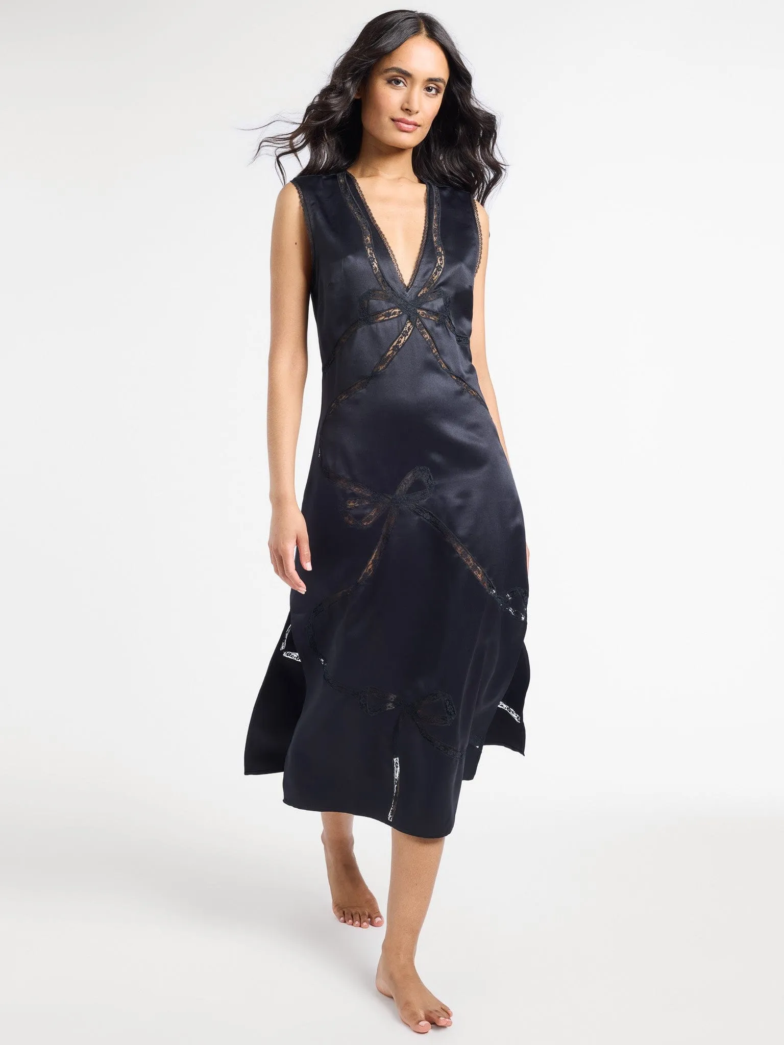 Devon Dress in Black Satin sold by MILLE product image thumbnail 2