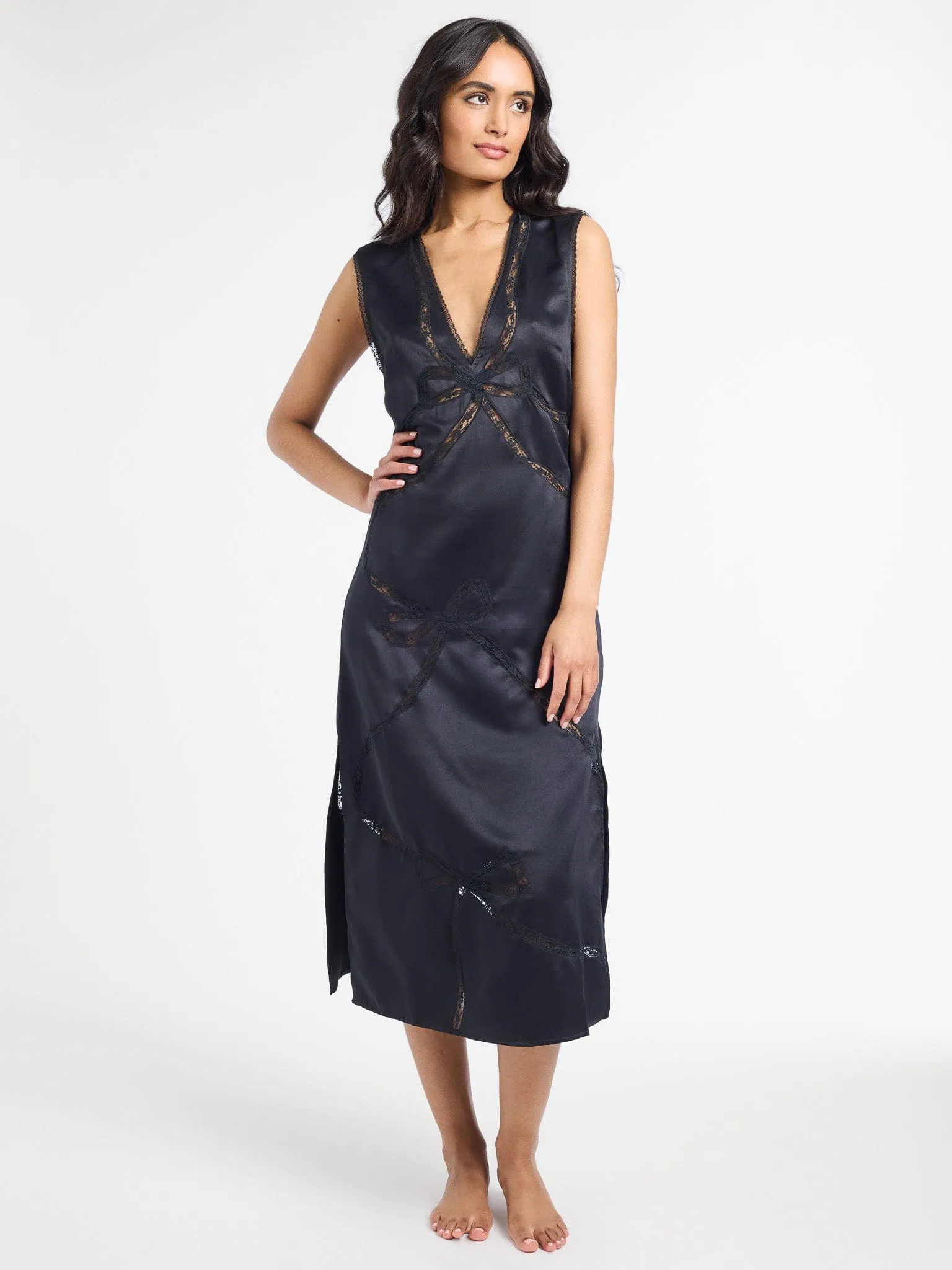 Devon Dress in Black Satin sold by MILLE product image thumbnail 4