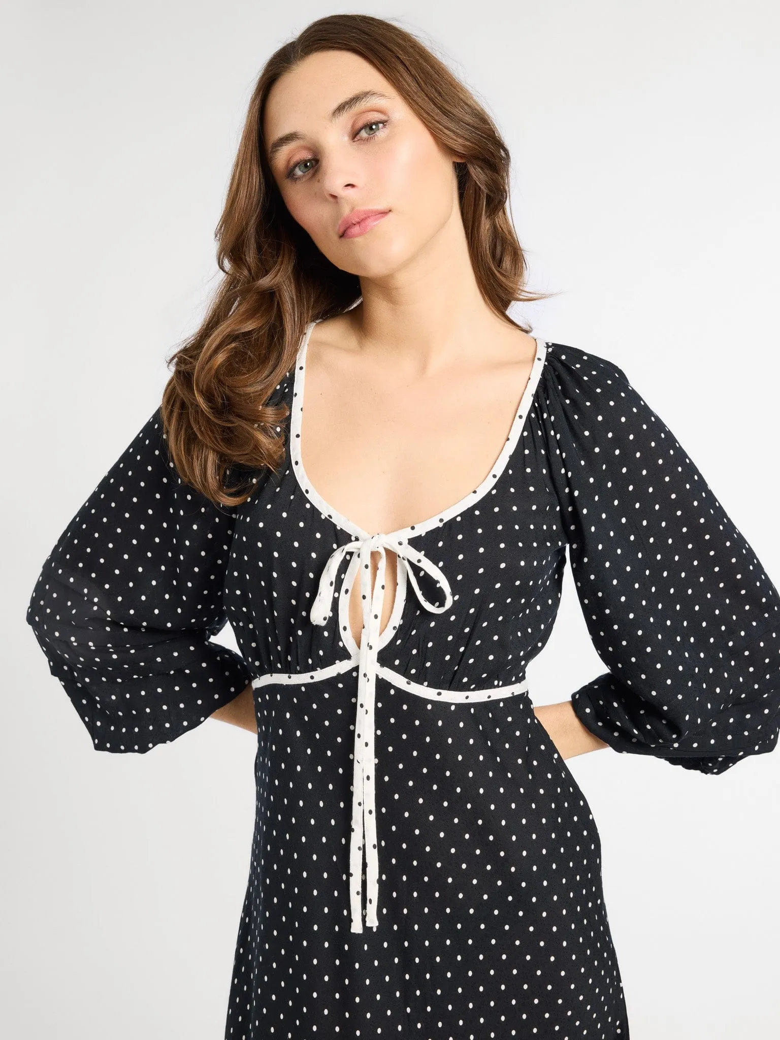 Suki Dress in Black & White Dot sold by MILLE product image thumbnail 3