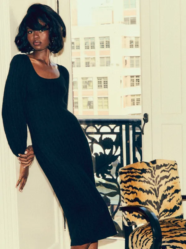 Brianna Sweater Dress in Black sold by MILLE