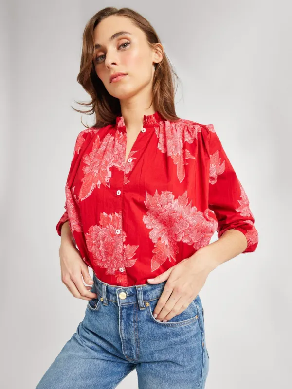 Francesca Top in Crimson Floral sold by MILLE