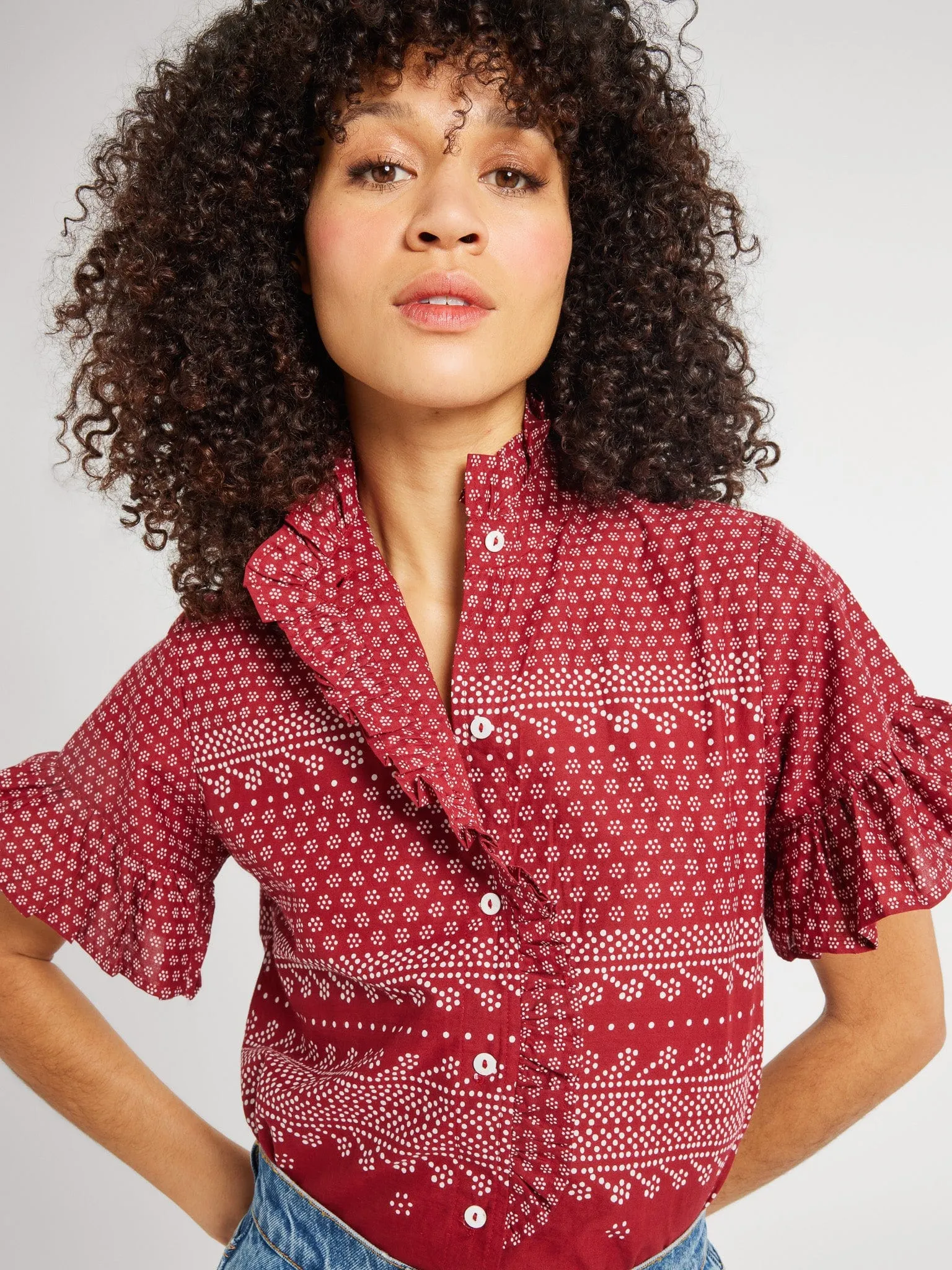 Vanessa Top in Raspberry Mosaic sold by MILLE