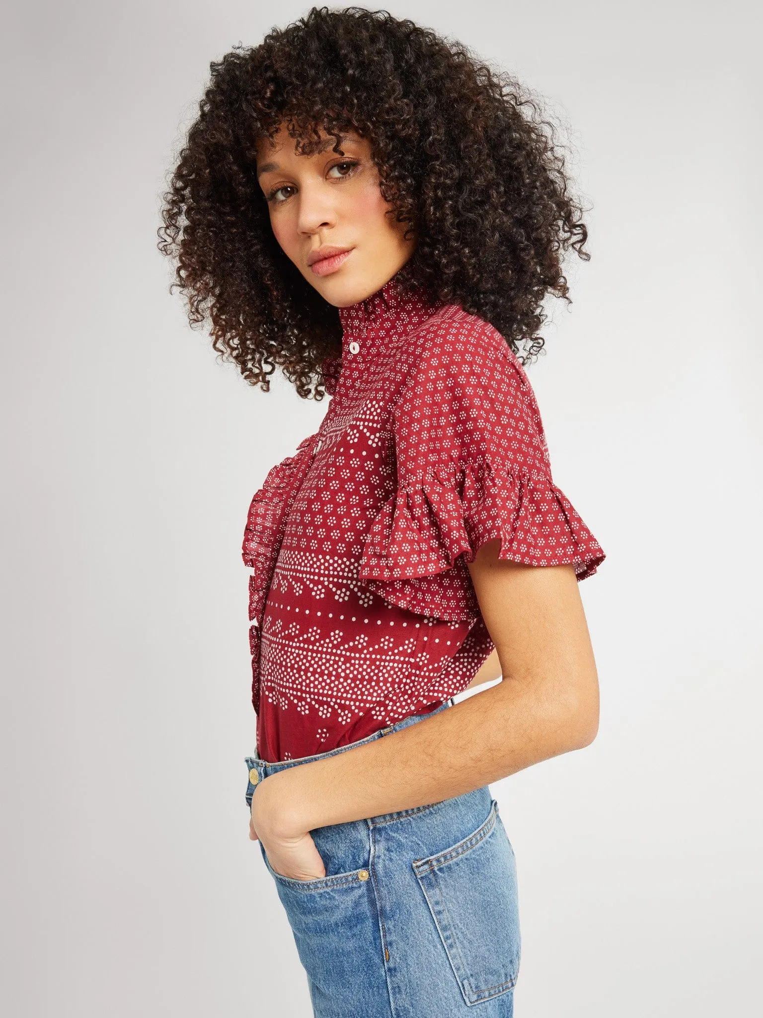 Vanessa Top in Raspberry Mosaic sold by MILLE product image thumbnail 5