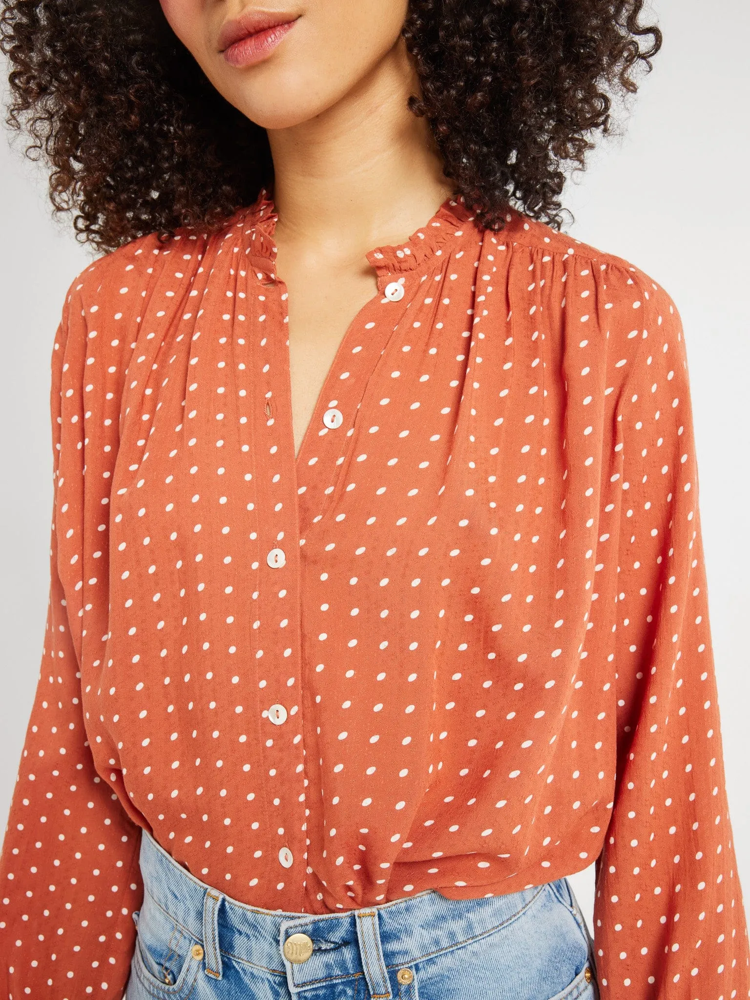 Francesca Top in Terracotta Dot sold by MILLE