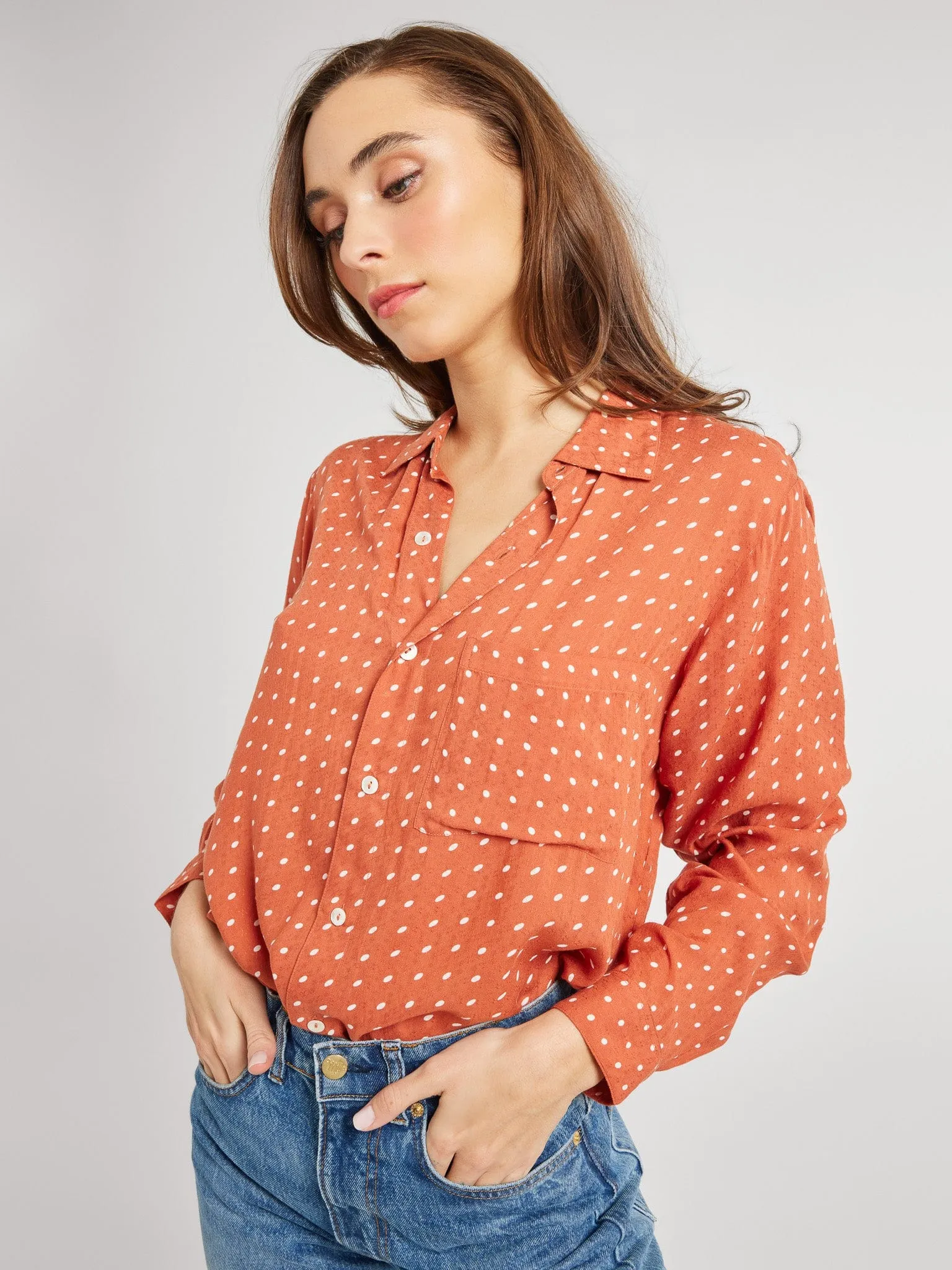 Sofia Top in Terracotta Dot sold by MILLE product image thumbnail 2
