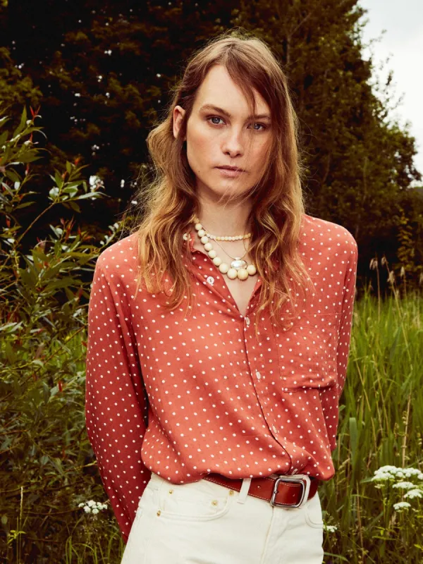 Sofia Top in Terracotta Dot sold by MILLE