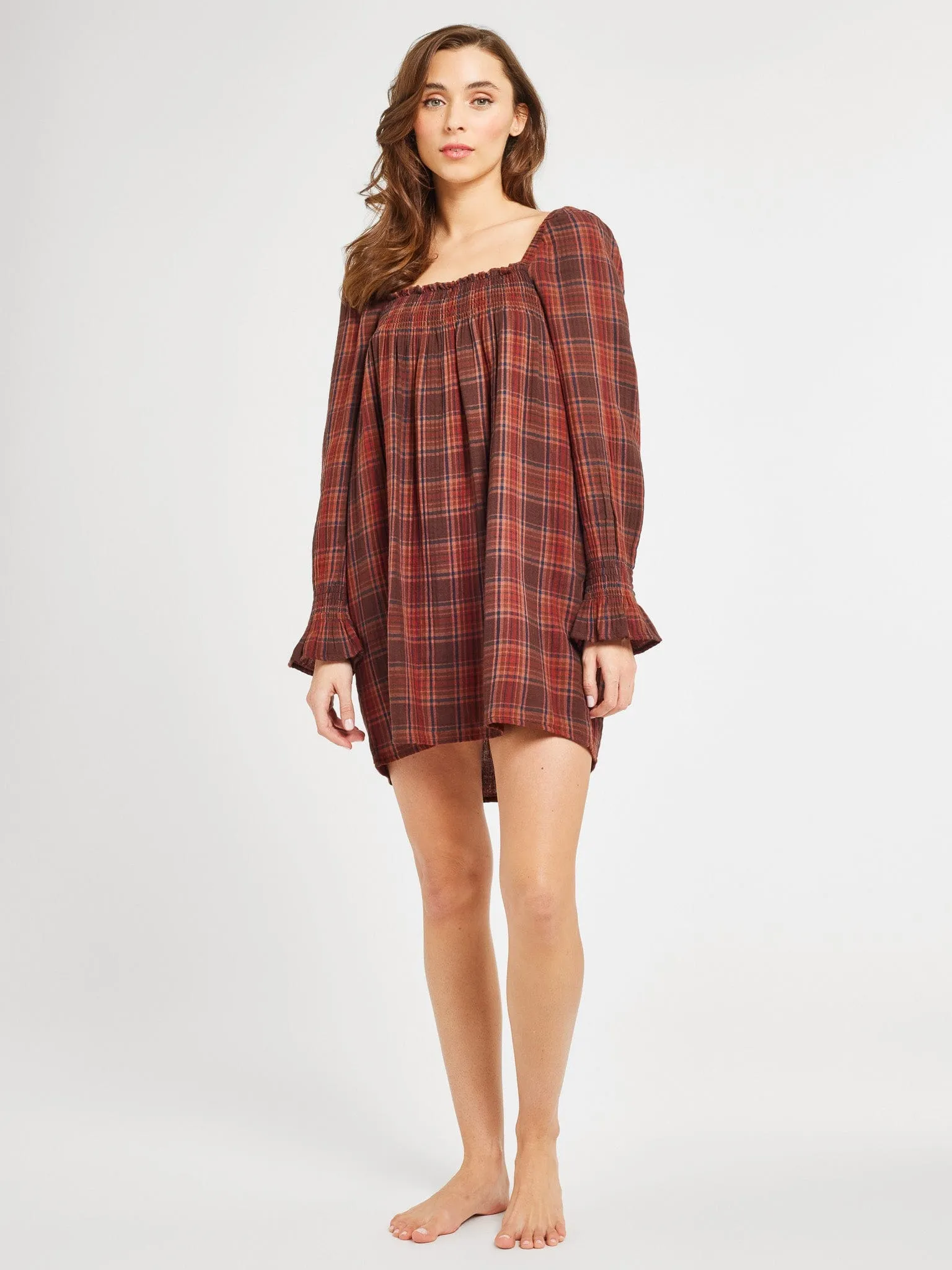 Gabriette Dress in Fireside Plaid sold by MILLE