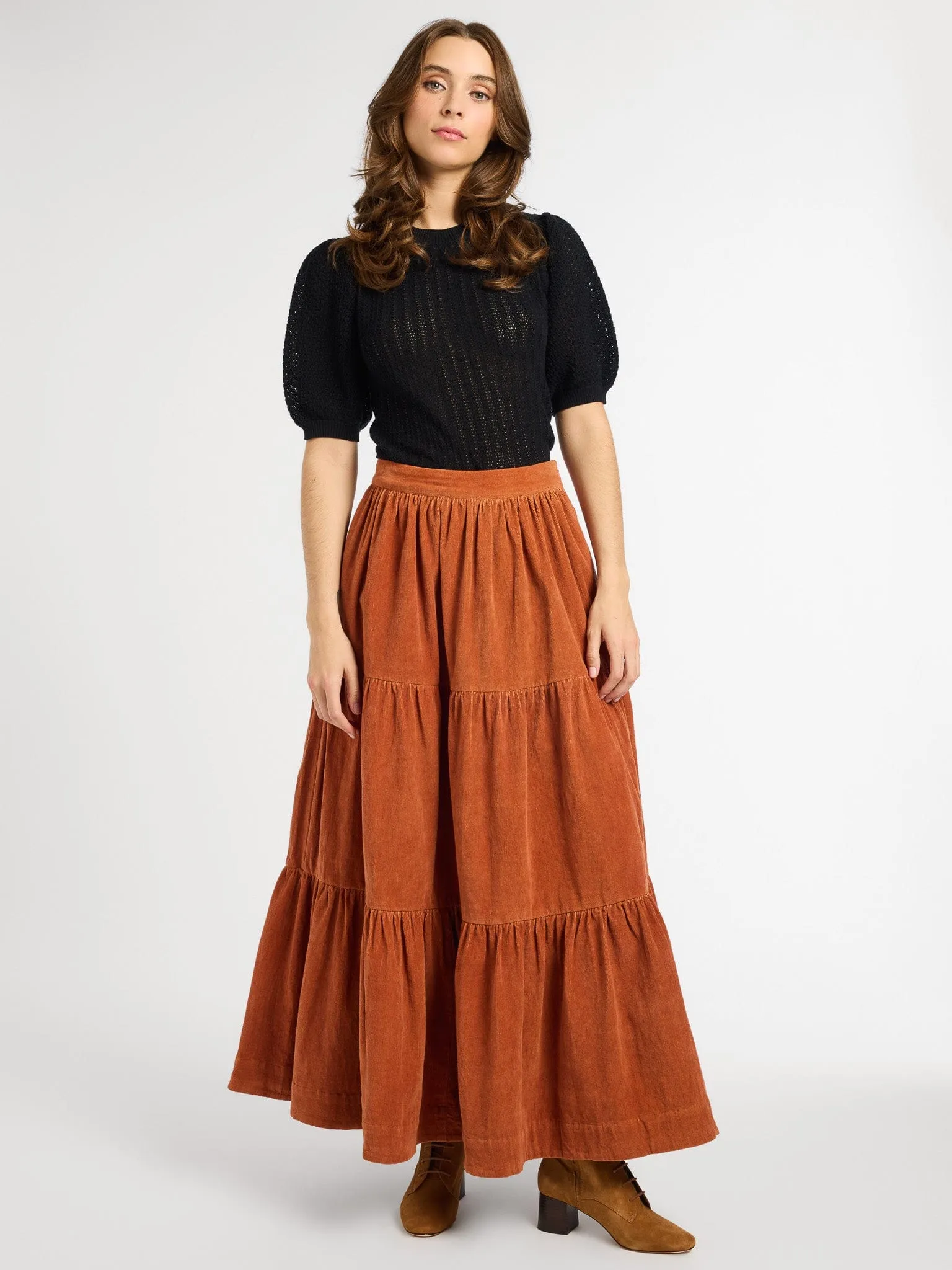 Paola Skirt in Cinnamon Cord sold by MILLE product image thumbnail 3