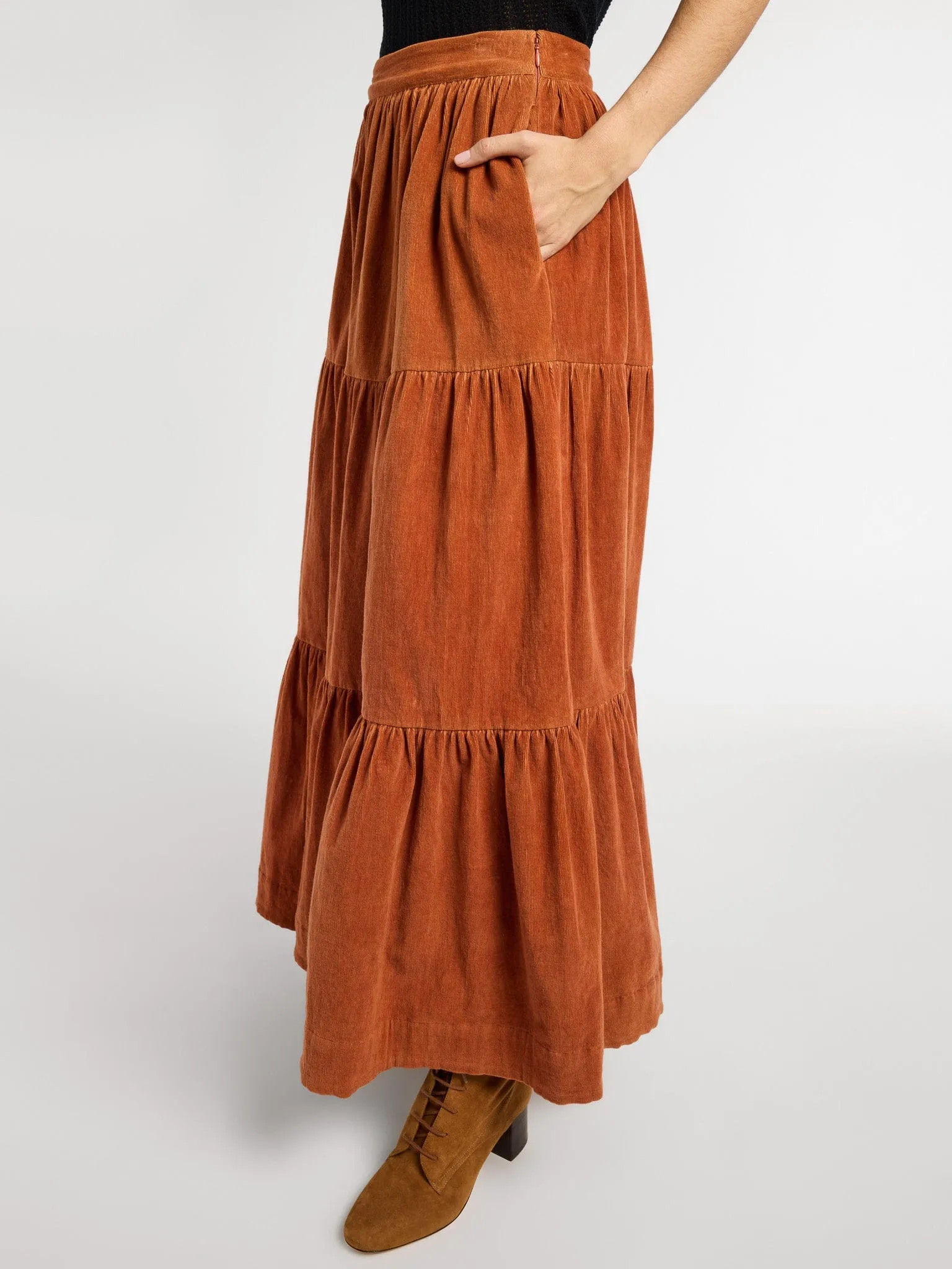 Paola Skirt in Cinnamon Cord sold by MILLE product image thumbnail 5