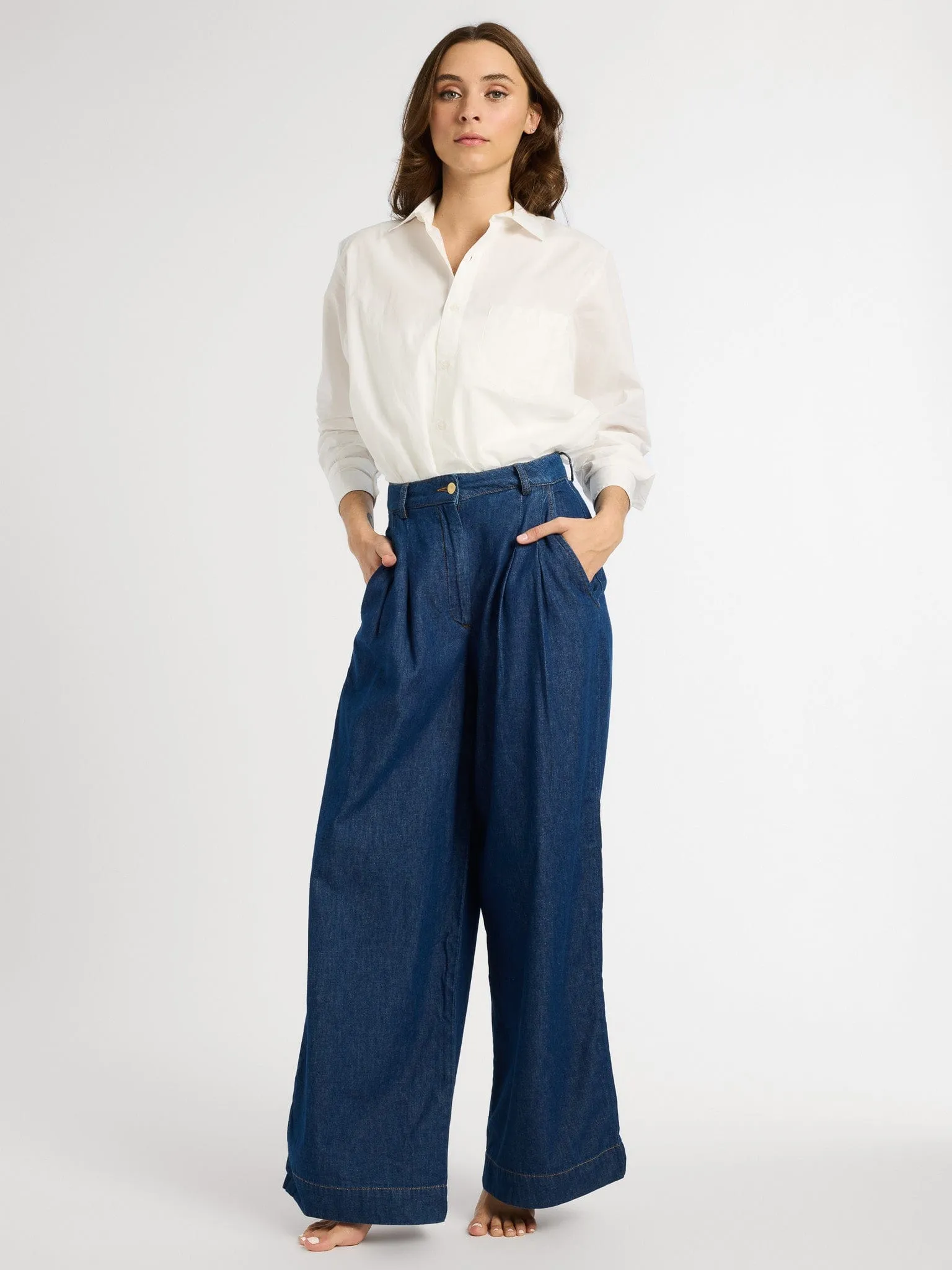 Hepburn Pant in Greenwich sold by MILLE product image thumbnail 4