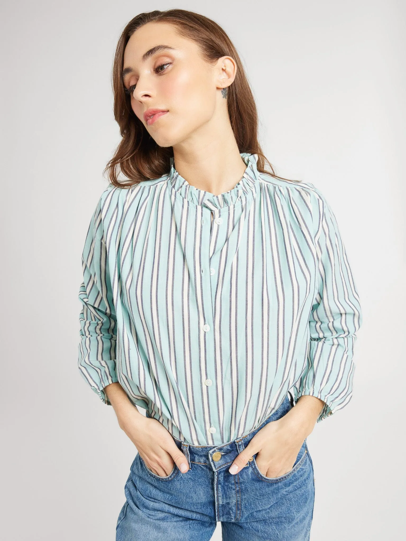 Francesca Top in Seaglass Stripe sold by MILLE product image thumbnail 2