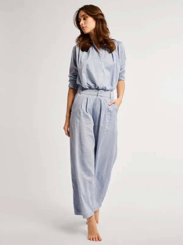 James Pant in Chambray Polka Dot sold by MILLE