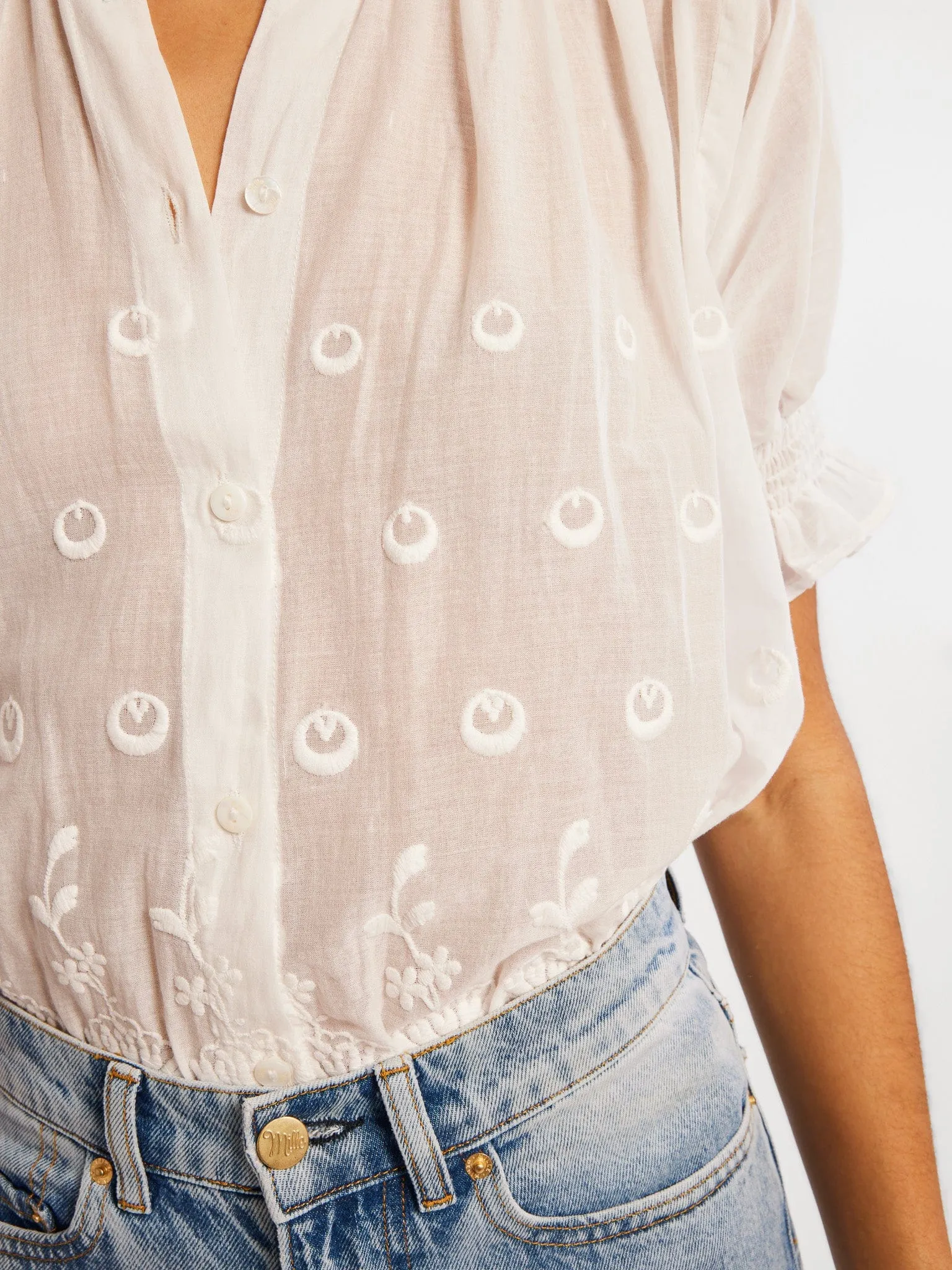 Marnie Top in White Petal Embroidery sold by MILLE product image thumbnail 2