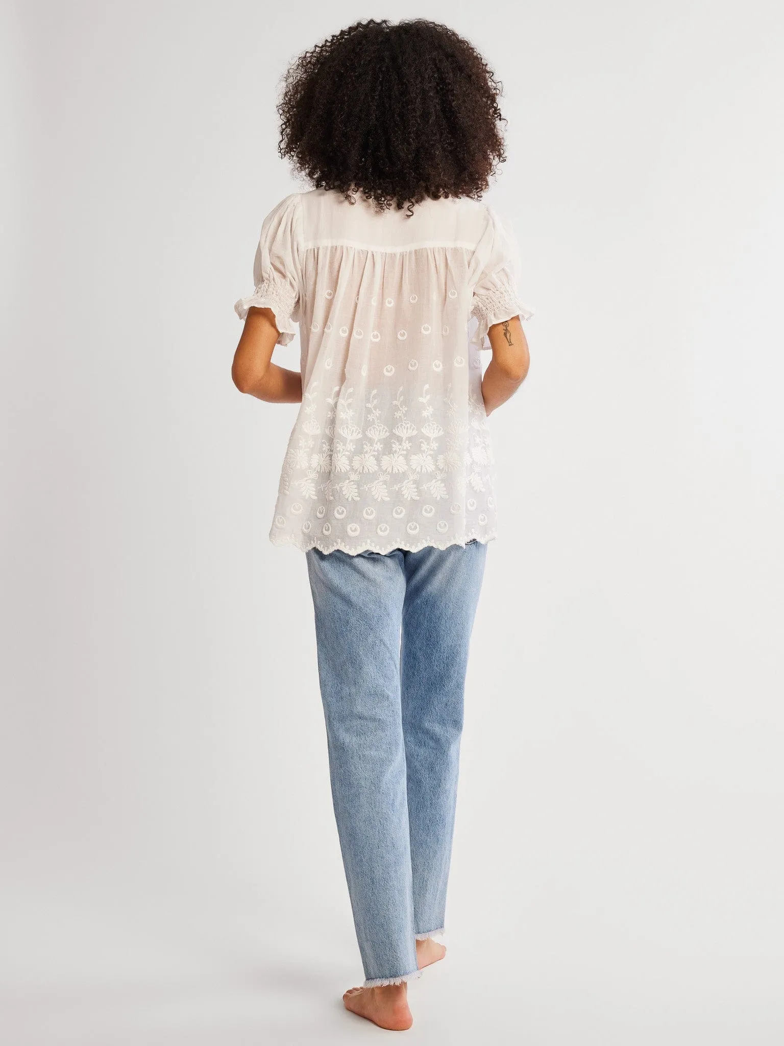 Marnie Top in White Petal Embroidery sold by MILLE product image thumbnail 4