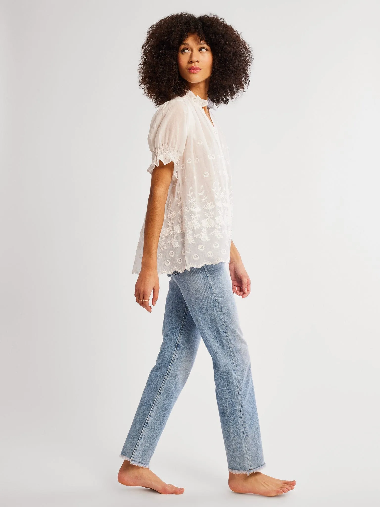 Marnie Top in White Petal Embroidery sold by MILLE product image thumbnail 5