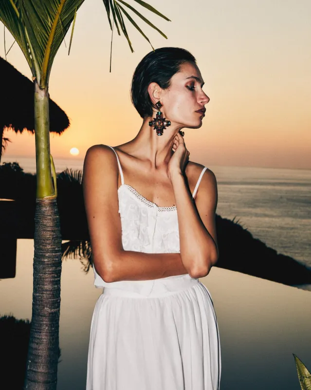 Patti Top in White Petal Embroidery sold by MILLE