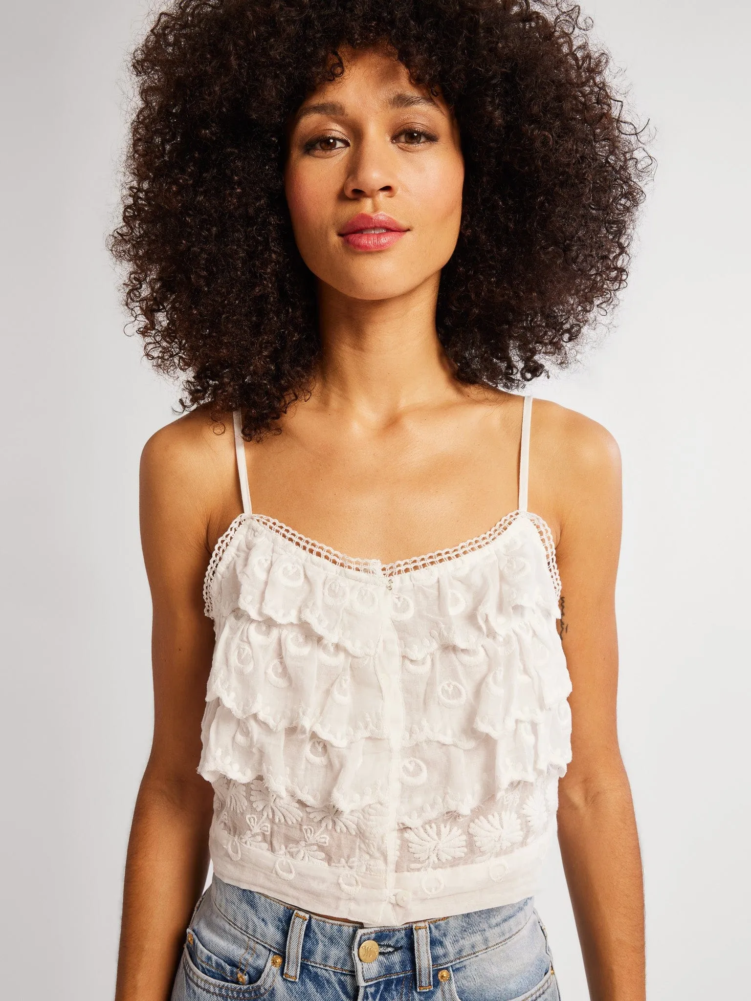 Patti Top in White Petal Embroidery sold by MILLE product image thumbnail 2