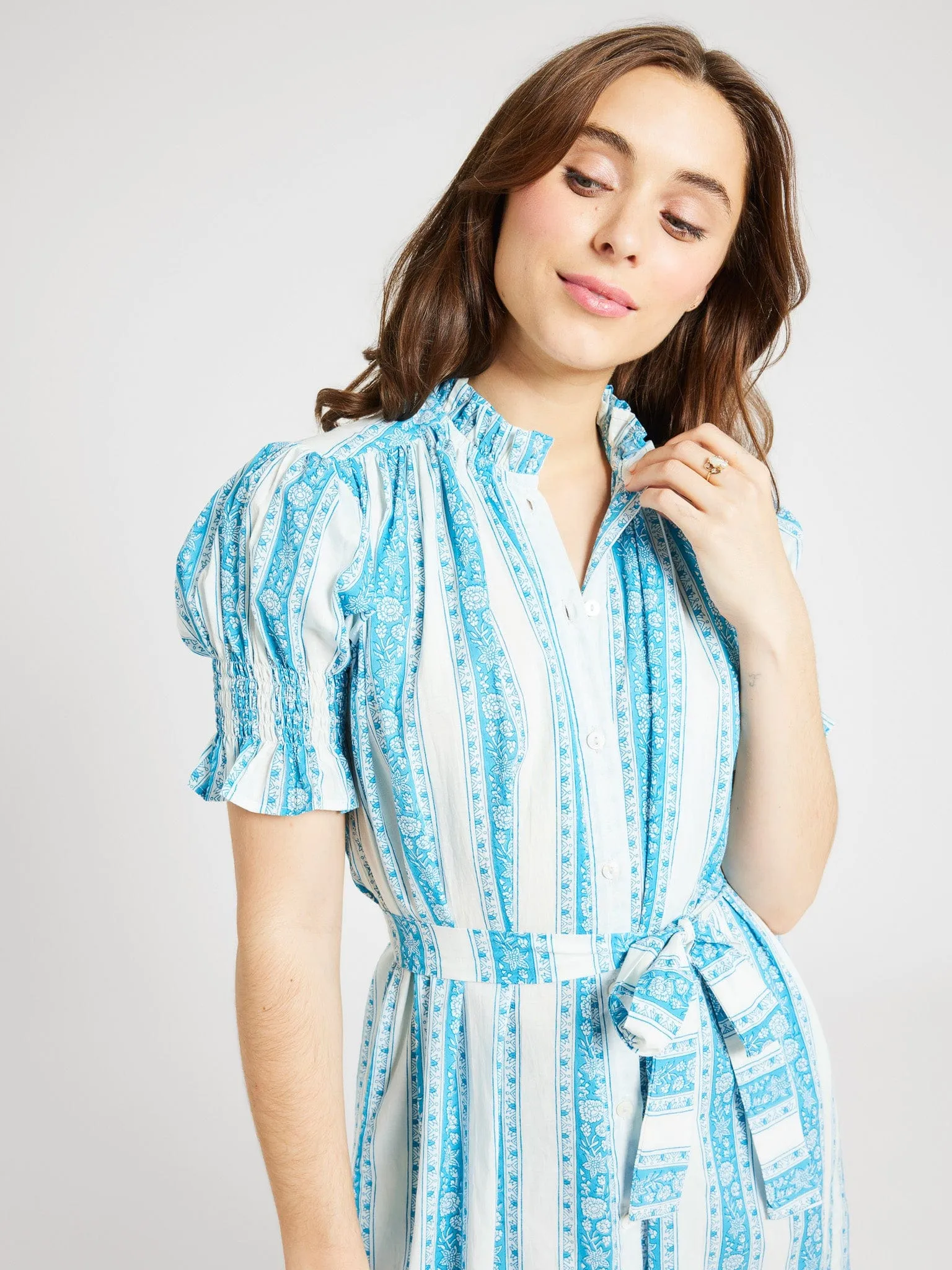 Vera Dress in Aqua Jaipur Stripe sold by MILLE product image thumbnail 5