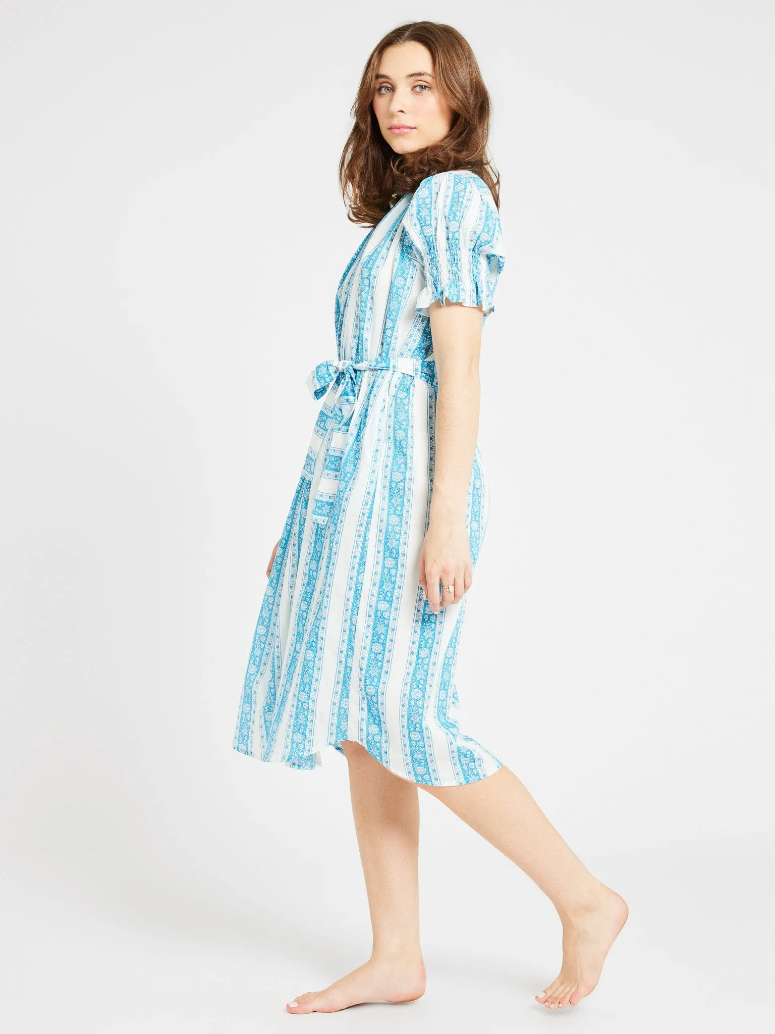 Vera Dress in Aqua Jaipur Stripe sold by MILLE product image thumbnail 2
