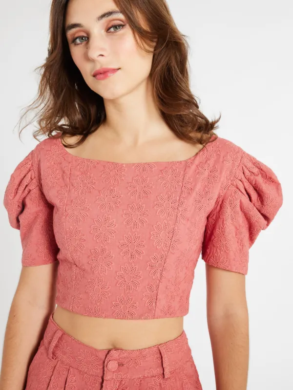 Coco Top in Rosewood Eyelet sold by MILLE