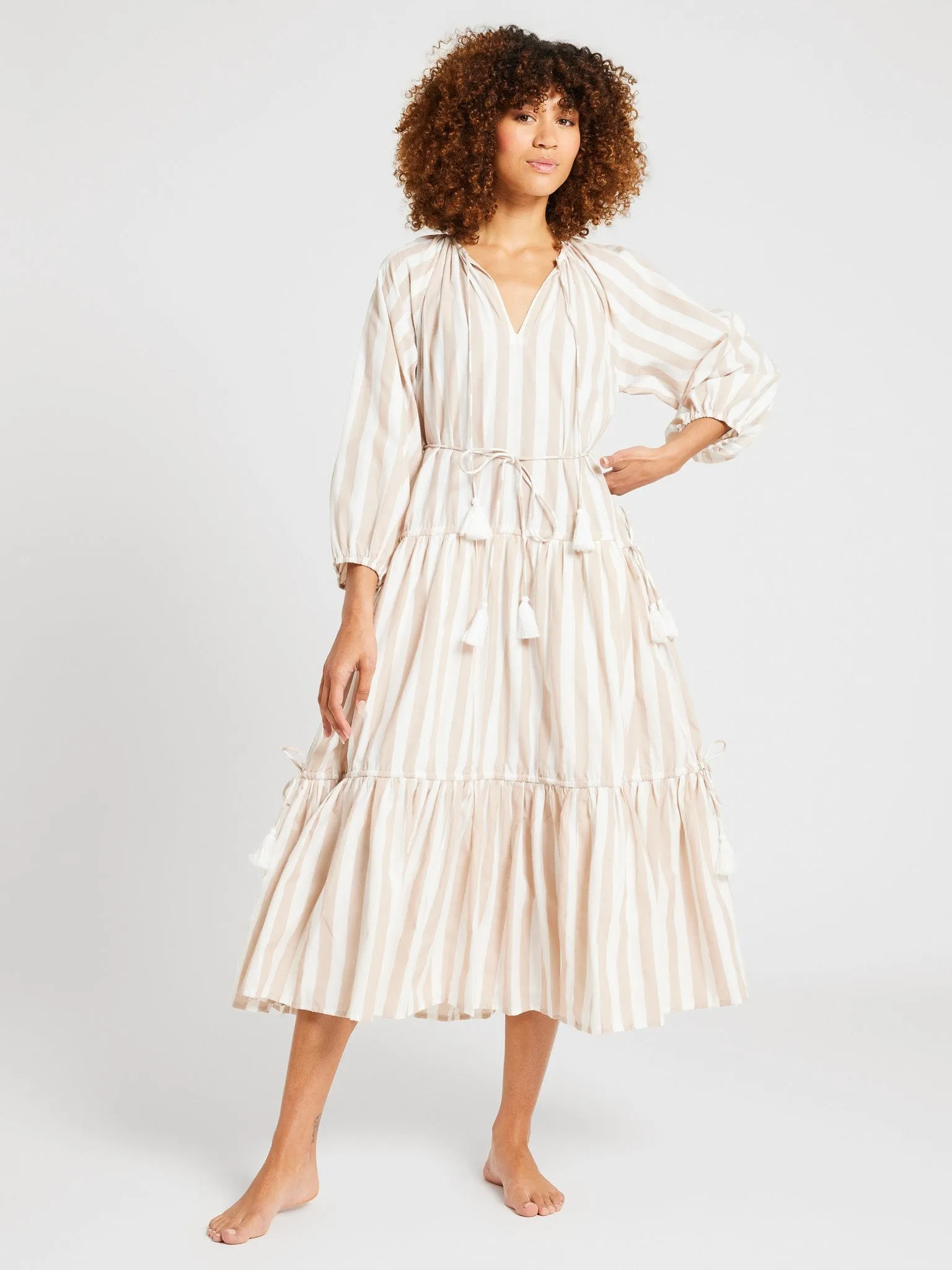 Natalia Dress in Cappuccino Stripe sold by MILLE product image thumbnail 2