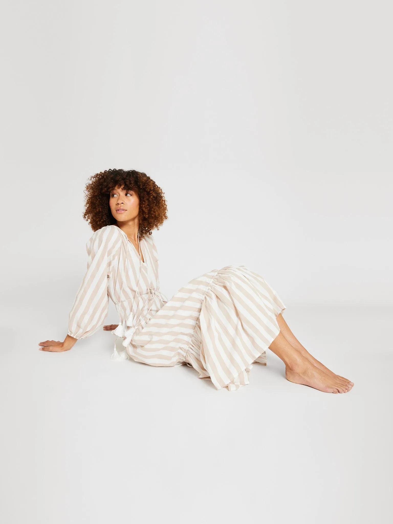 Natalia Dress in Cappuccino Stripe sold by MILLE product image thumbnail 5