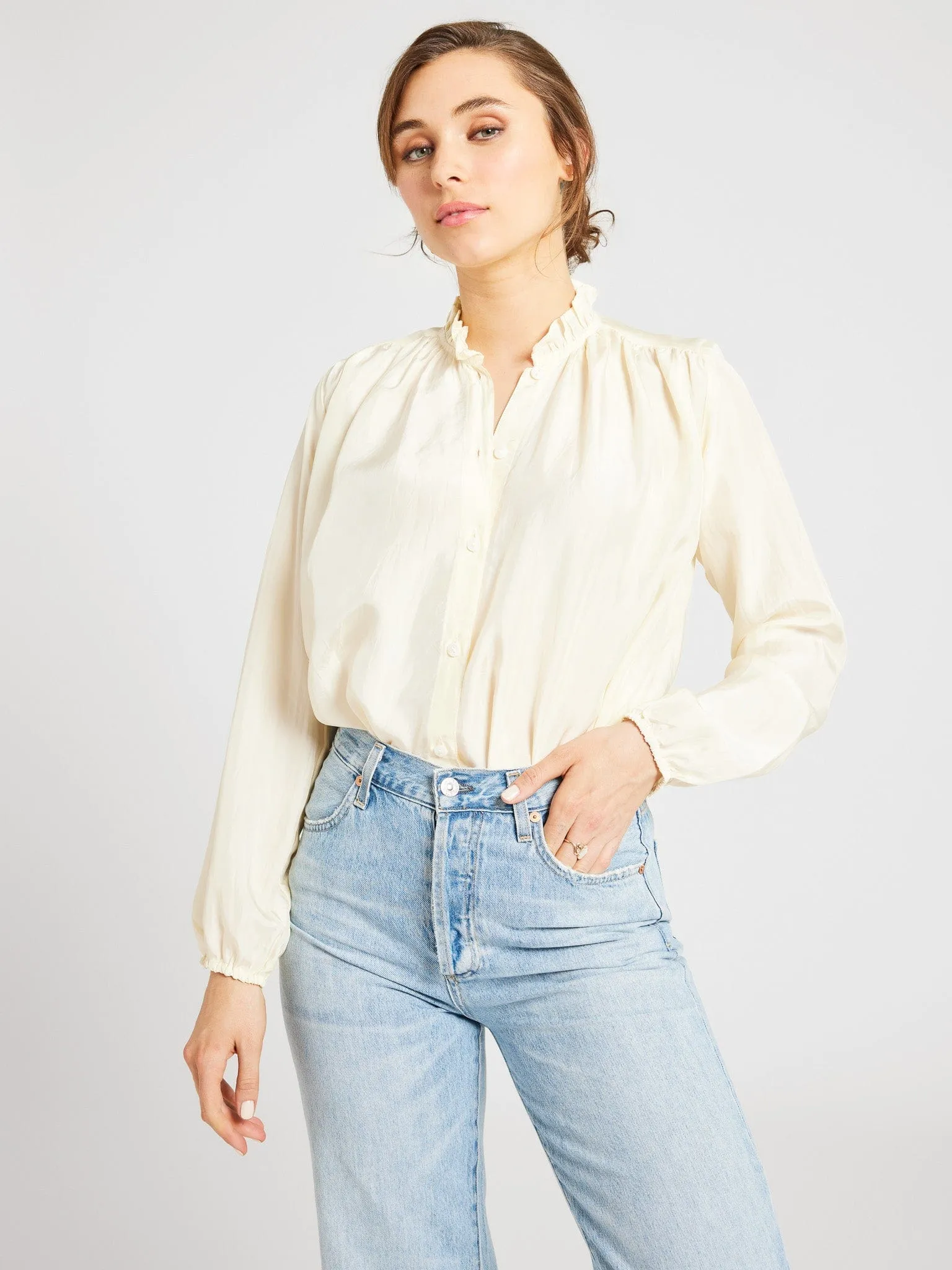 Francesca Top in Ivory Silk sold by MILLE