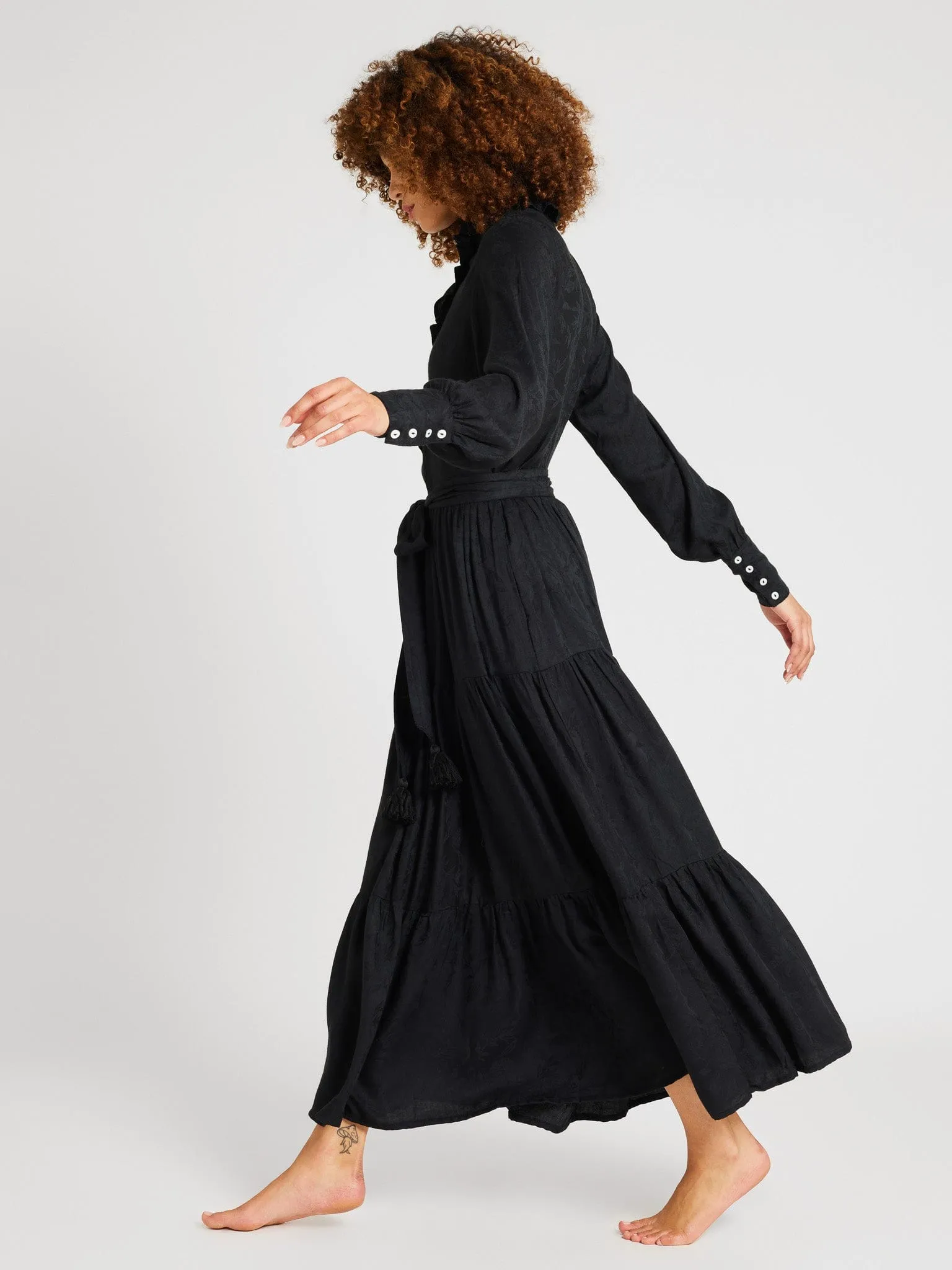 Valentina Dress in Black Jacquard sold by MILLE product image thumbnail 5