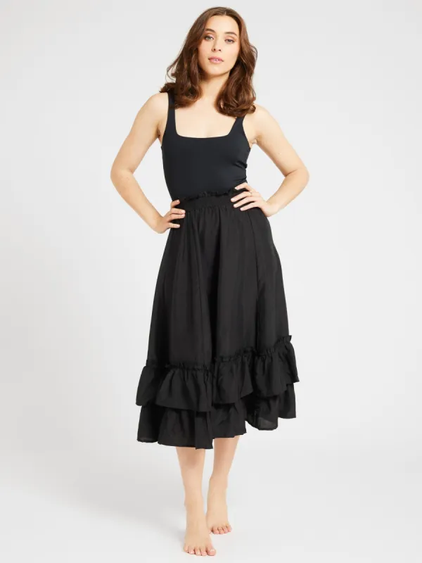 Rosalia Skirt in Black Silk sold by MILLE