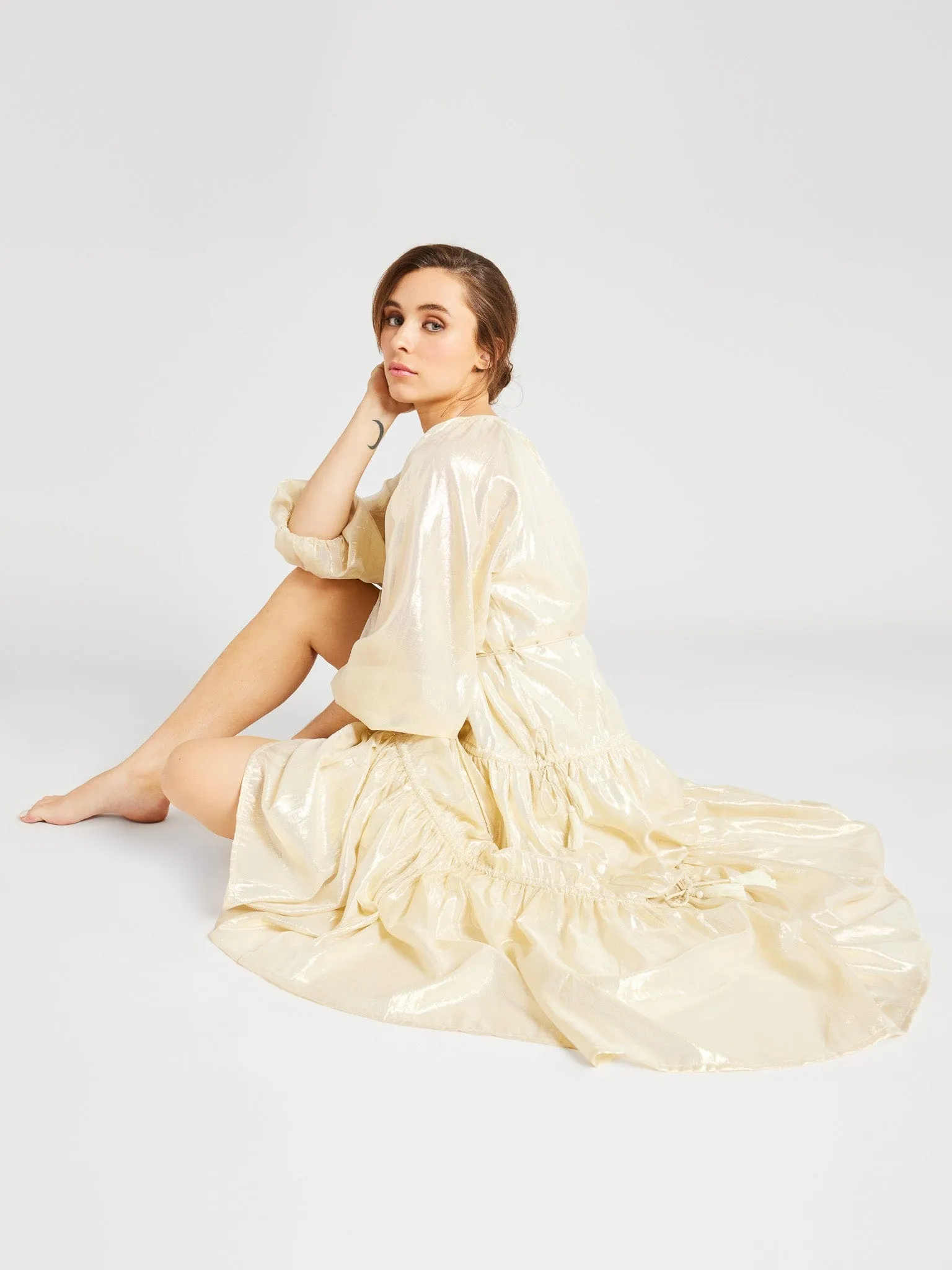 Natalia Dress in Gold Lamé sold by MILLE product image thumbnail 3