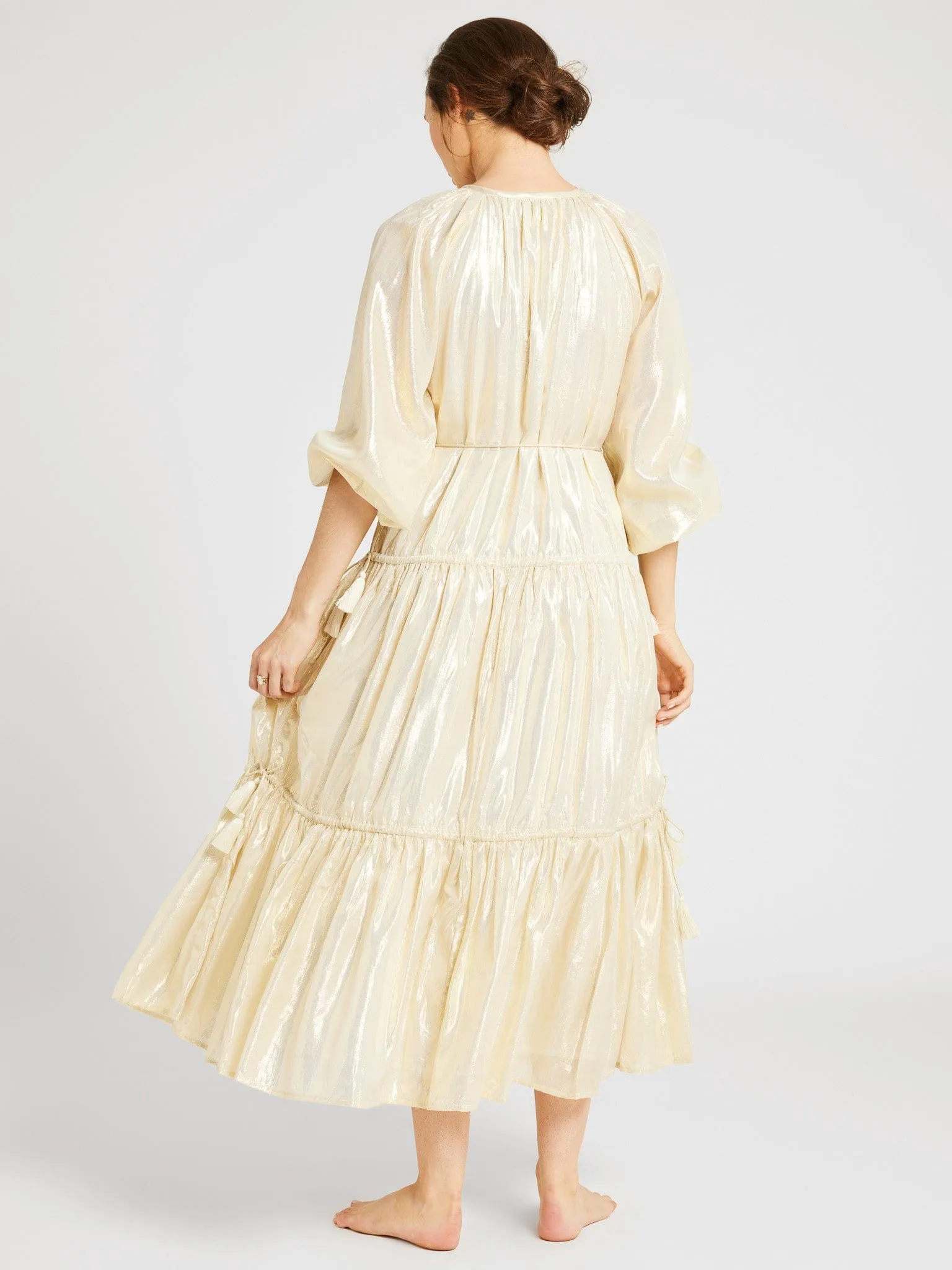 Natalia Dress in Gold Lamé sold by MILLE product image thumbnail 5
