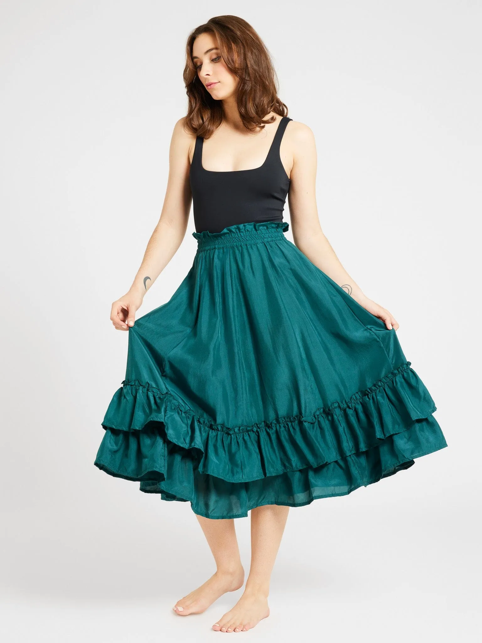 Rosalia Skirt in Emerald Silk sold by MILLE product image thumbnail 4