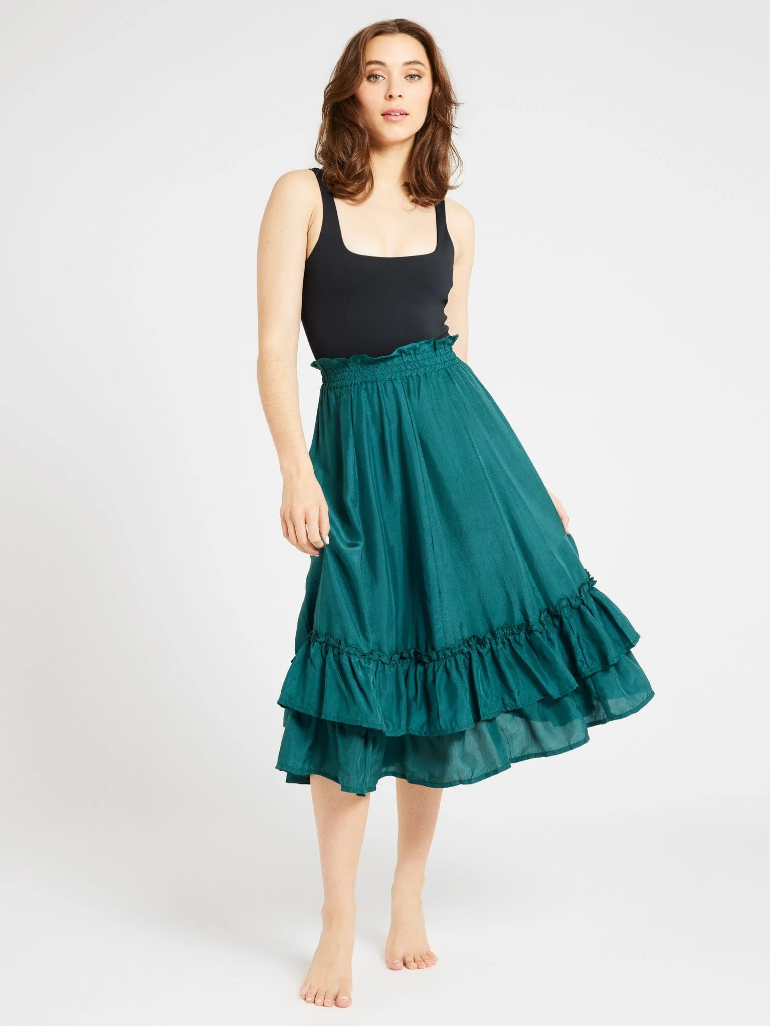Rosalia Skirt in Emerald Silk sold by MILLE product image thumbnail 2