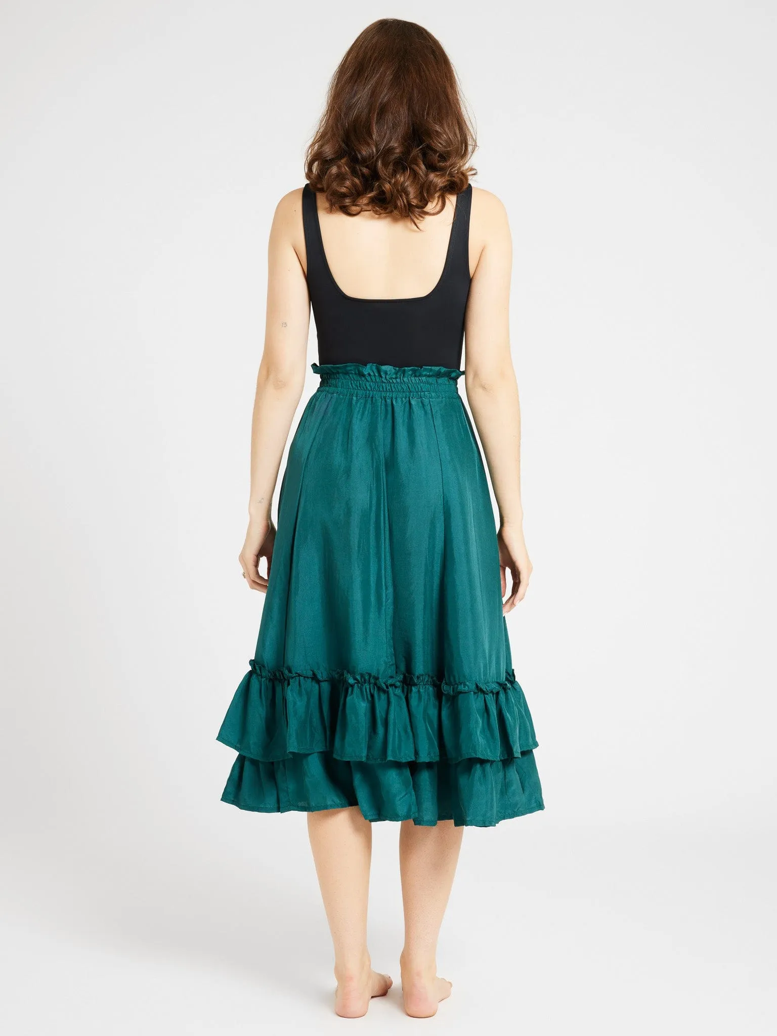 Rosalia Skirt in Emerald Silk sold by MILLE product image thumbnail 5