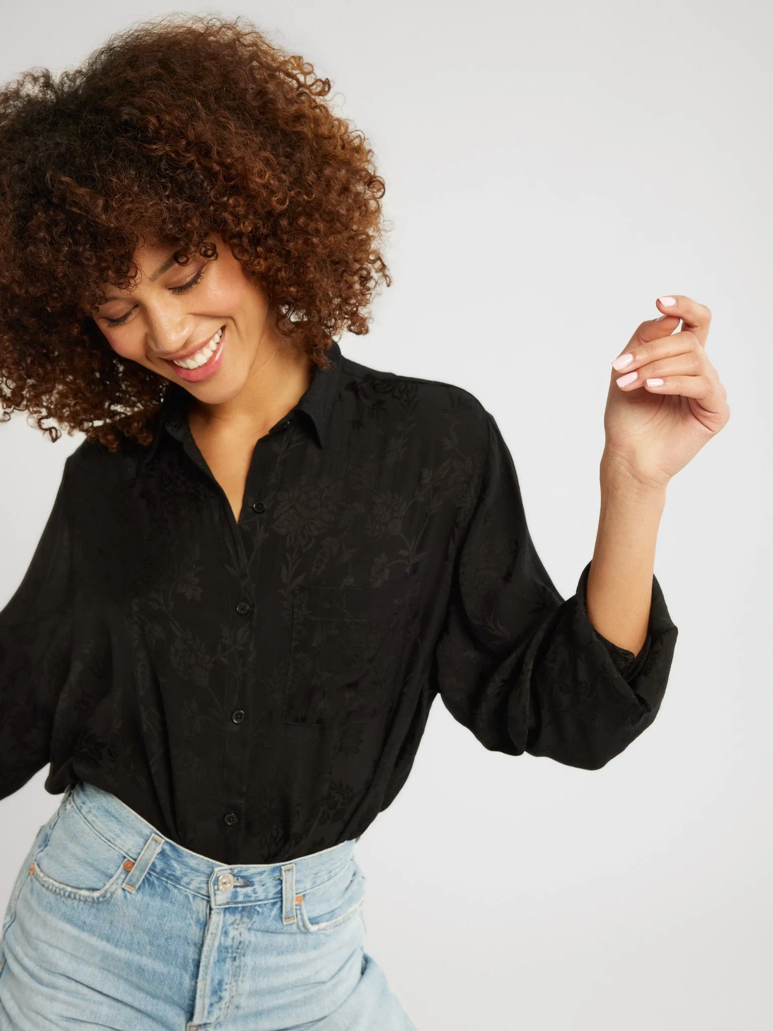 Sofia Top in Black Jacquard sold by MILLE