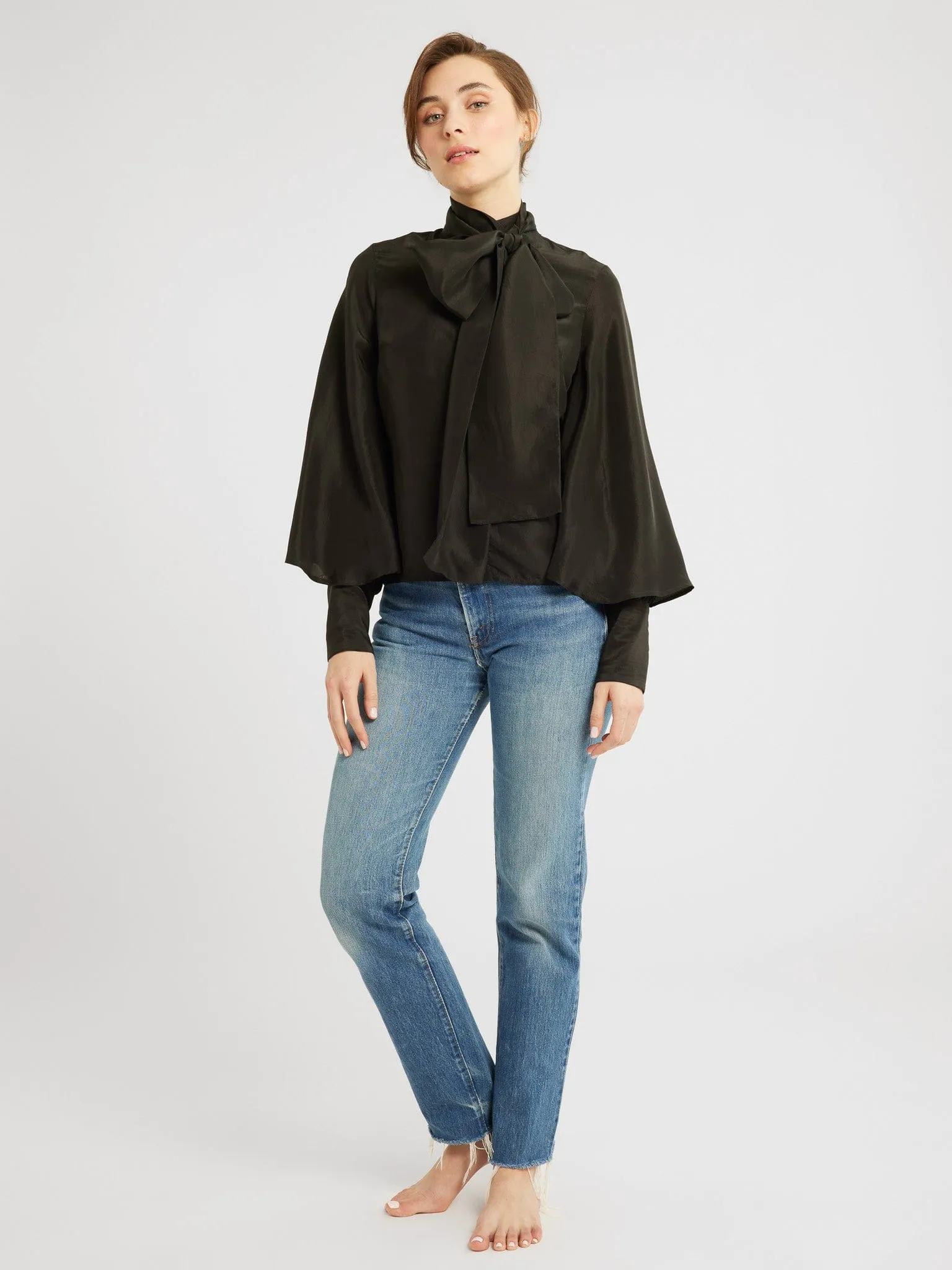 Gigi Top in Black Washed Silk sold by MILLE product image thumbnail 2