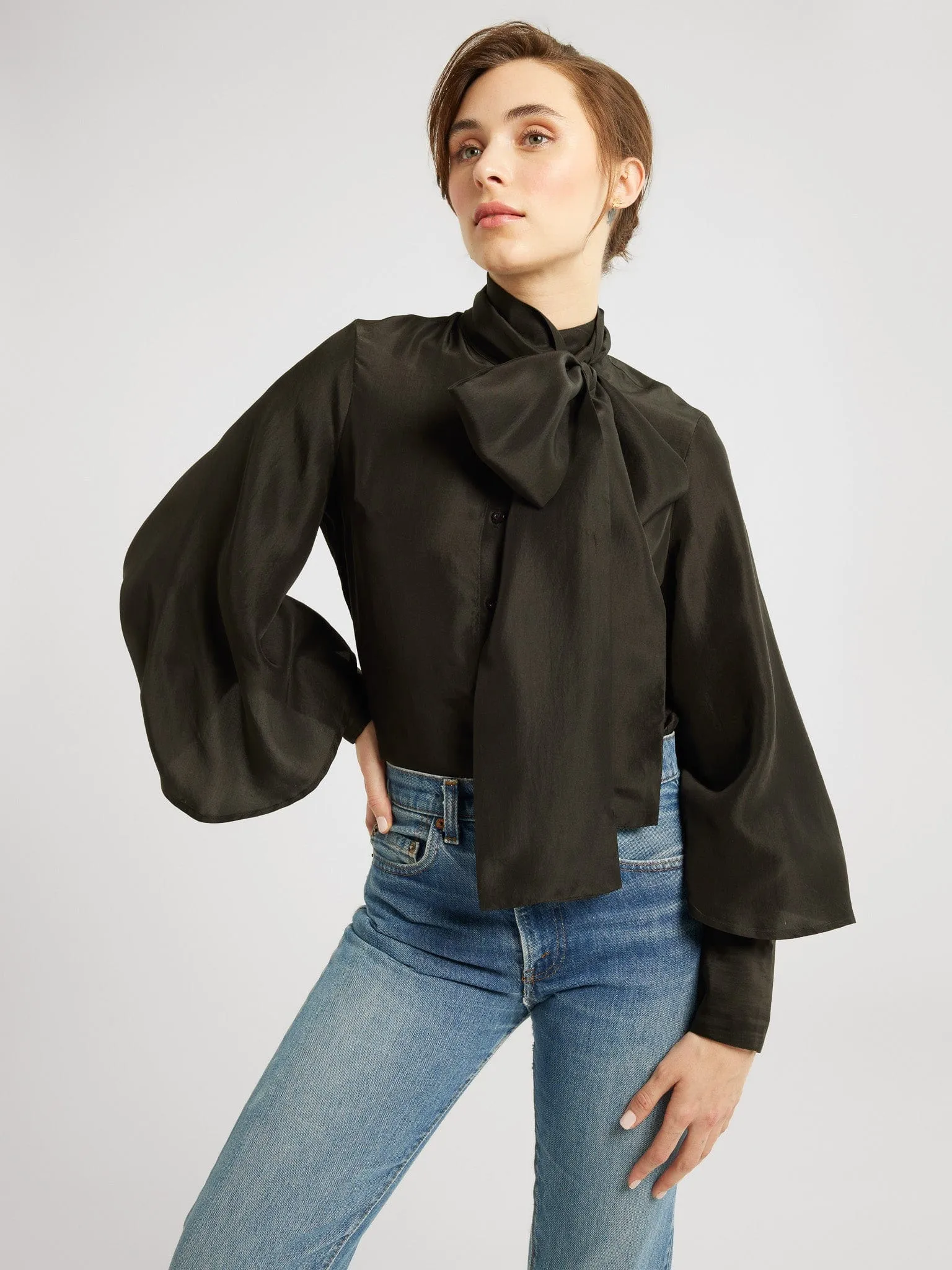 Gigi Top in Black Washed Silk sold by MILLE product image thumbnail 4