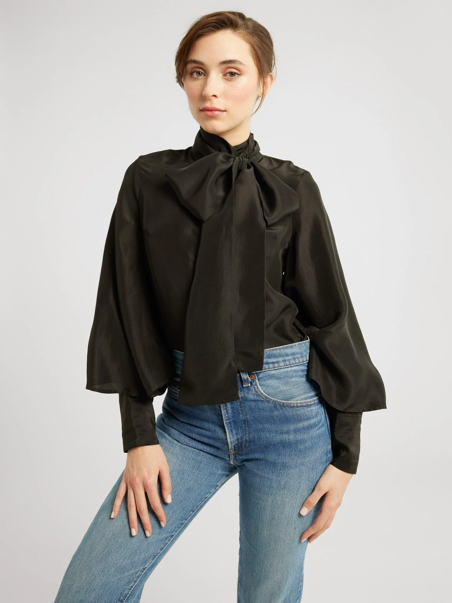 Gigi Top in Black Washed Silk sold by MILLE product image thumbnail 3