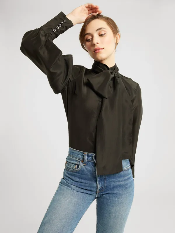 Gigi Top in Black Washed Silk sold by MILLE