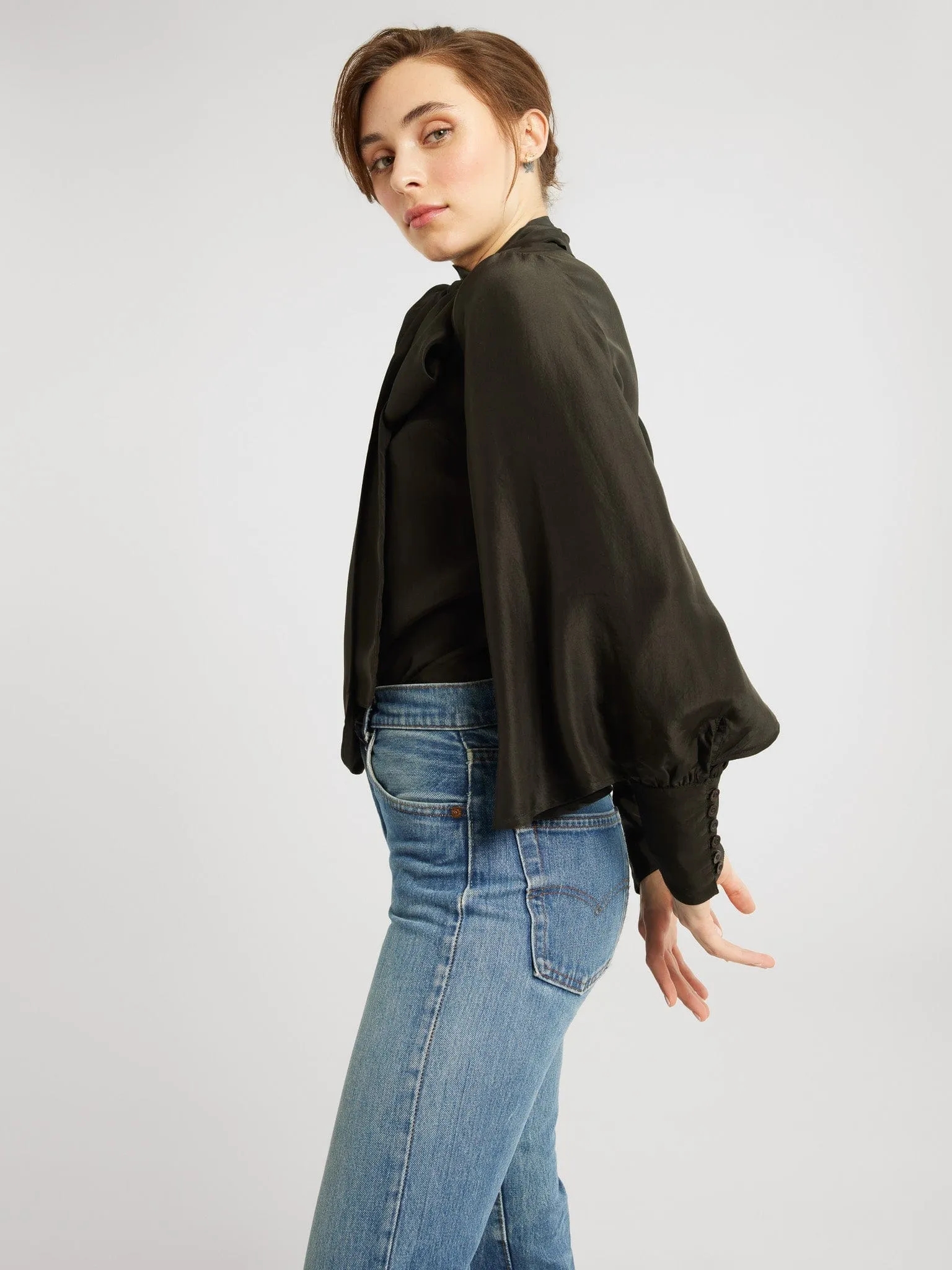 Gigi Top in Black Washed Silk sold by MILLE product image thumbnail 5