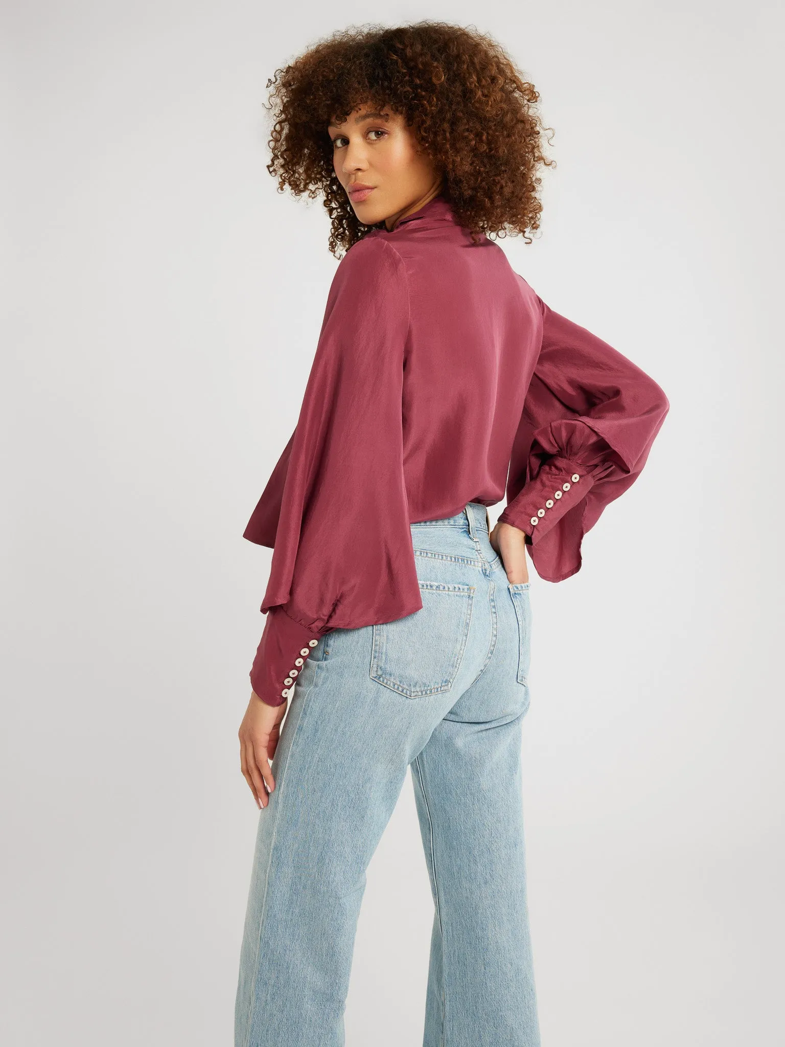 Gigi Top in Plum Washed Silk sold by MILLE product image thumbnail 3