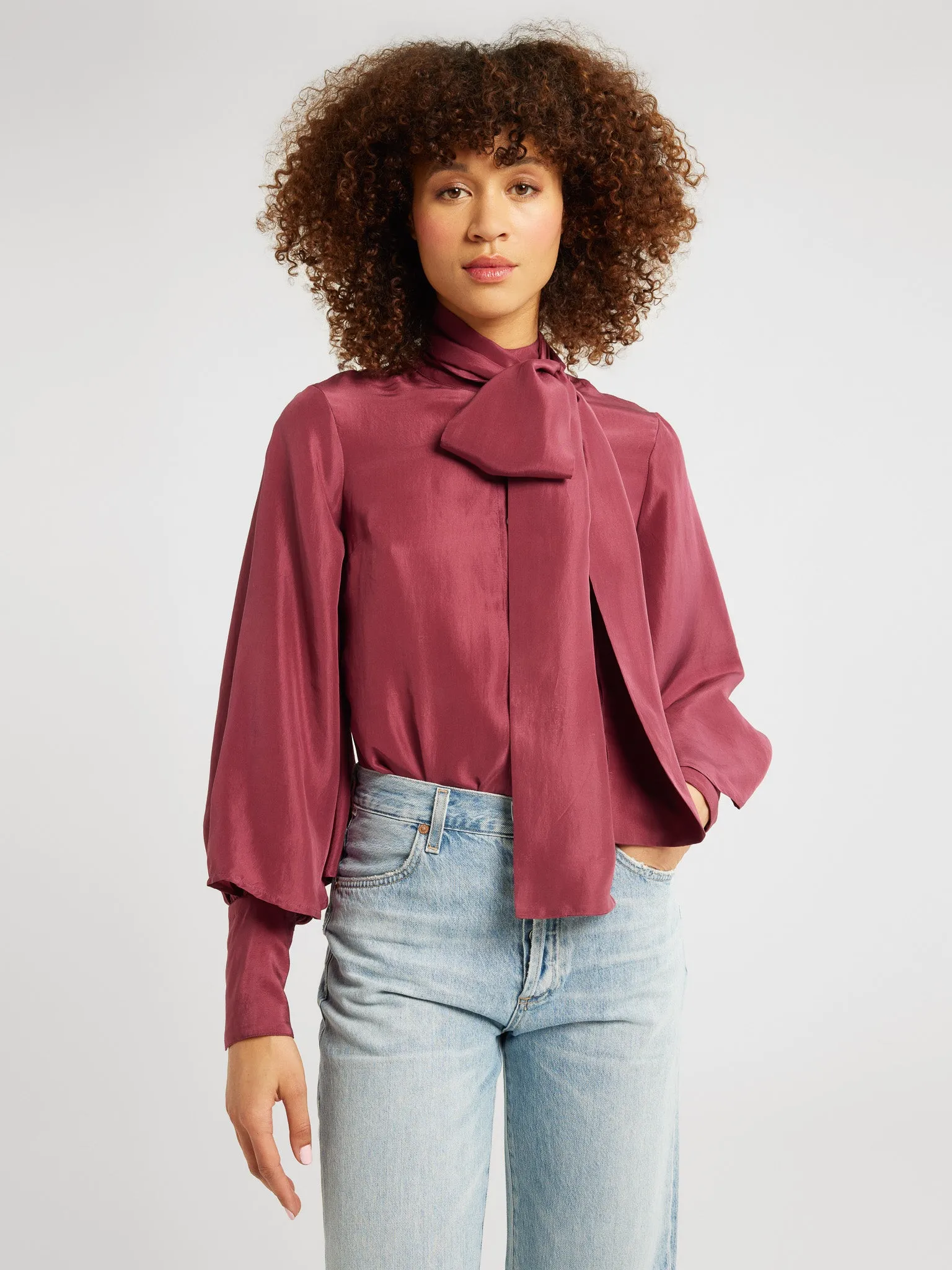 Gigi Top in Plum Washed Silk sold by MILLE