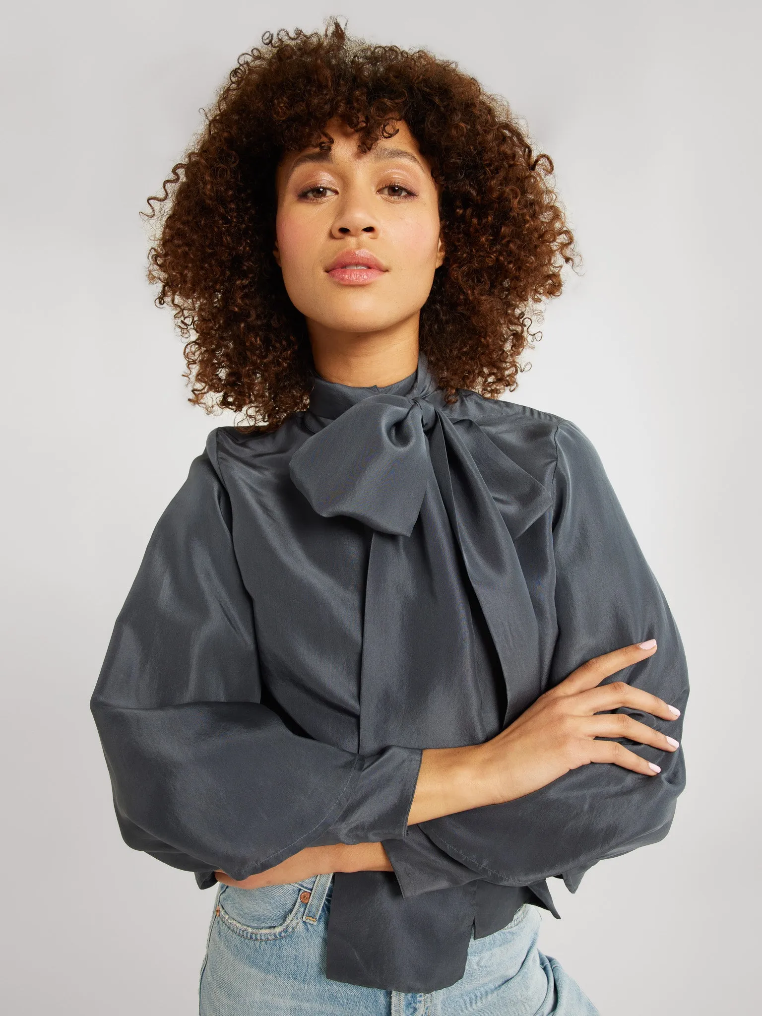 Gigi Top in Navy Washed Silk sold by MILLE product image thumbnail 2