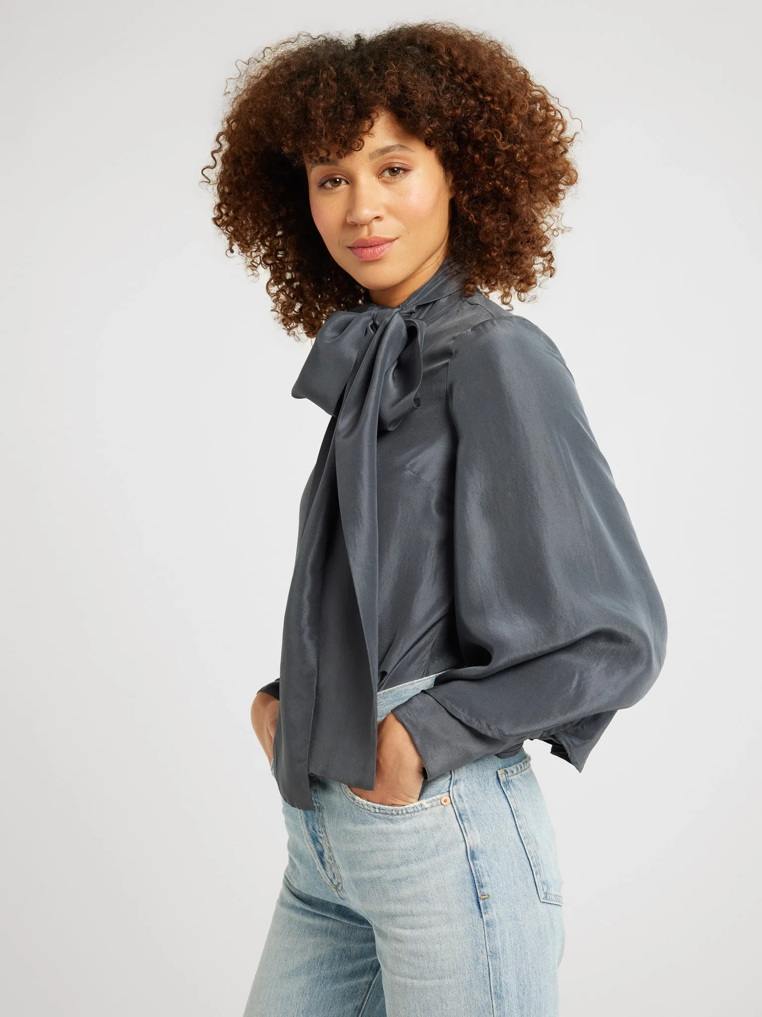 Gigi Top in Navy Washed Silk sold by MILLE product image thumbnail 3
